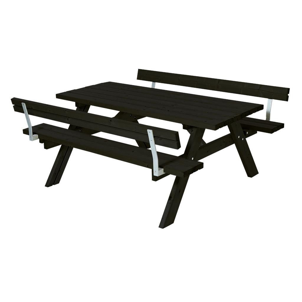 PLUS Gartenbank PLUS Kombimöbel mit Klappsitzen und 2 Rückenlehnen - 177 cm - Schwarz
