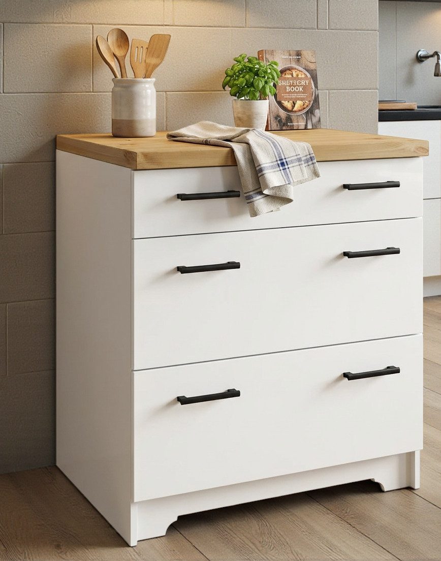 Home affaire Unterschrank Meliss aus massiver Kiefer, Breite 80 cm, Soft-Close-Funktion