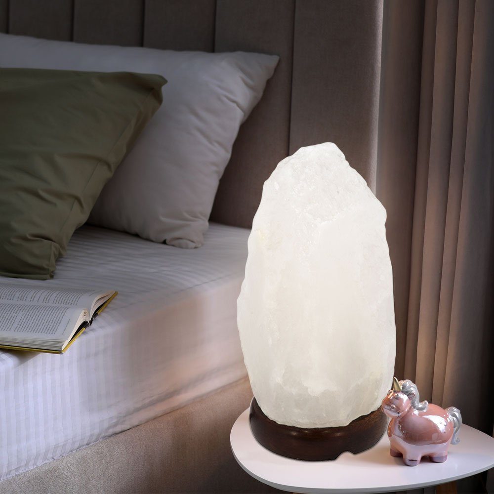 etc-shop Salzkristalllampe LED nicht Leuchtmittel Holz klein inklusive, Tischleuchte, Steckdose Tischleuchte, Salzlampe