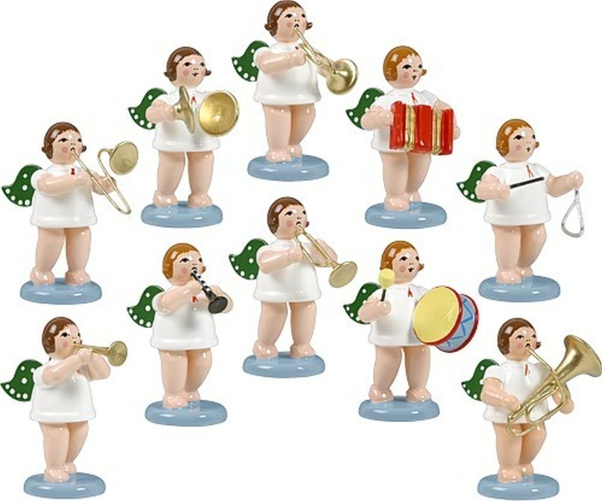 Engelfigur Holzfigur Engelmusikanten 10-teilig und Krone Höhe 6cm NEU