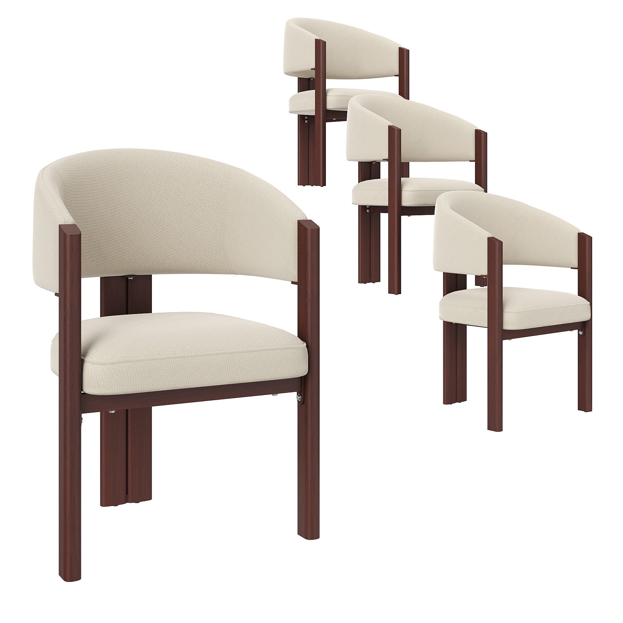 Flieks Polsterstuhl Gestell aus Eisen in Holzoptik Walnussfarbe, Bezug aus Flanellstoff (Set, 4 St), 2er Set Esszimmerstühle Armlehnstühle Wohnzimmerstuhl Beige