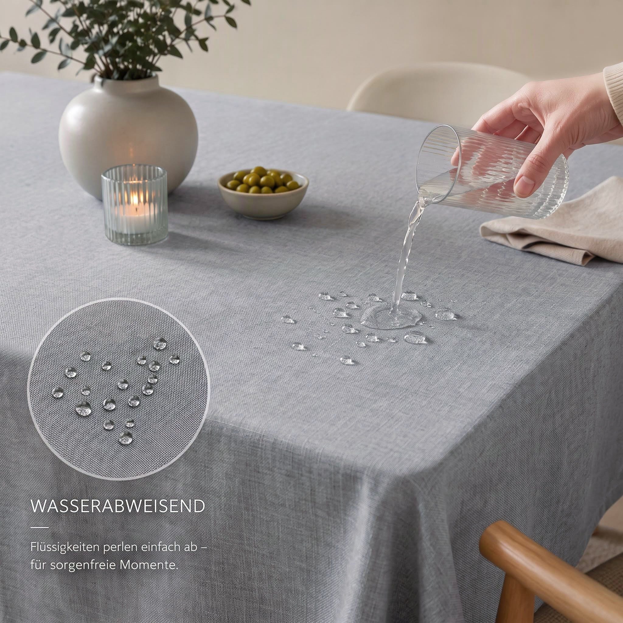 OTTO home Tischdecke Josée, wasserabweisend, in eckig & rund (Packung 1-tlg), strukturiert, Leinenoptik, uni,wasserabweisend, pflegeleicht, Deko