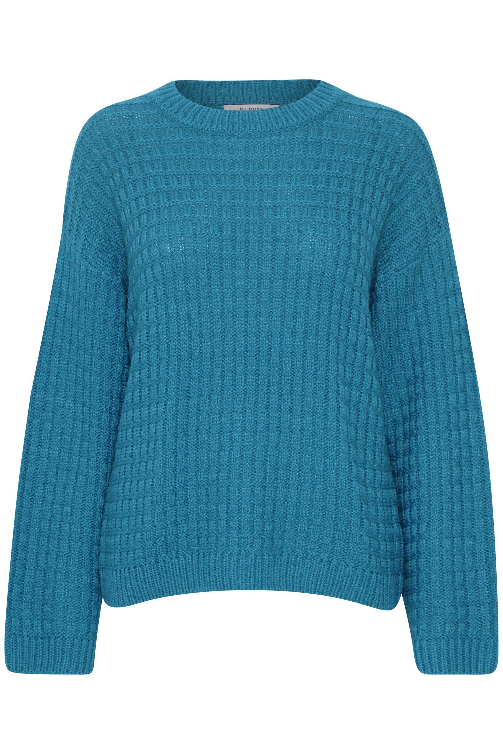 Blau mit 6664 Pullover Schultern in Grobstrick Sweater Strickpullover b.young Abgesetzten