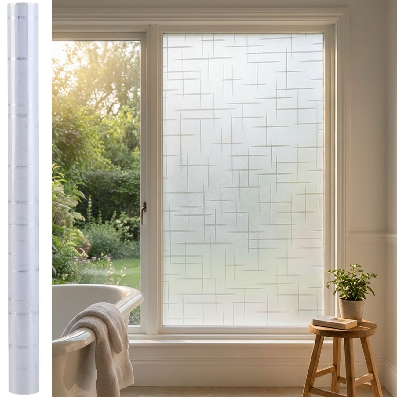 shop'n smile ideoon Sichtschutzfolie 3D Sichtschutzfolie Kreuzdesign Fensterfolie statisch 45x200 cm, (1-St., 1er-Set & 2er-Set), Statisch haftende 3D Sichtschutzfolie mit Kreuzdesign und UV-Schutz