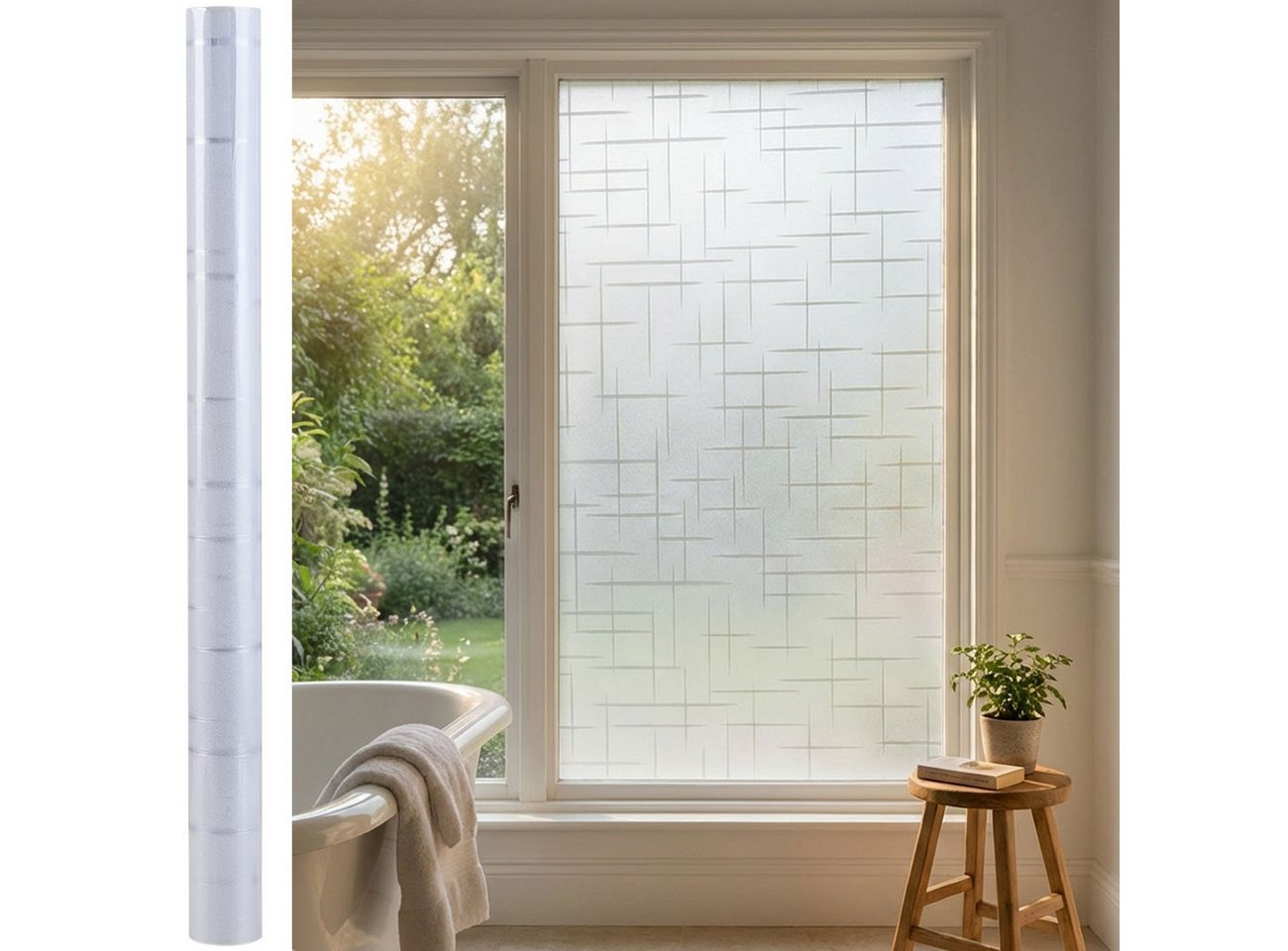 shop'n smile ideoon Sichtschutzfolie 3D Sichtschutzfolie Kreuzdesign Fensterfolie statisch 45x200 cm, (1-St., 1er-Set & 2er-Set), Statisch haftende 3D Sichtschutzfolie mit Kreuzdesign und UV-Schutz
