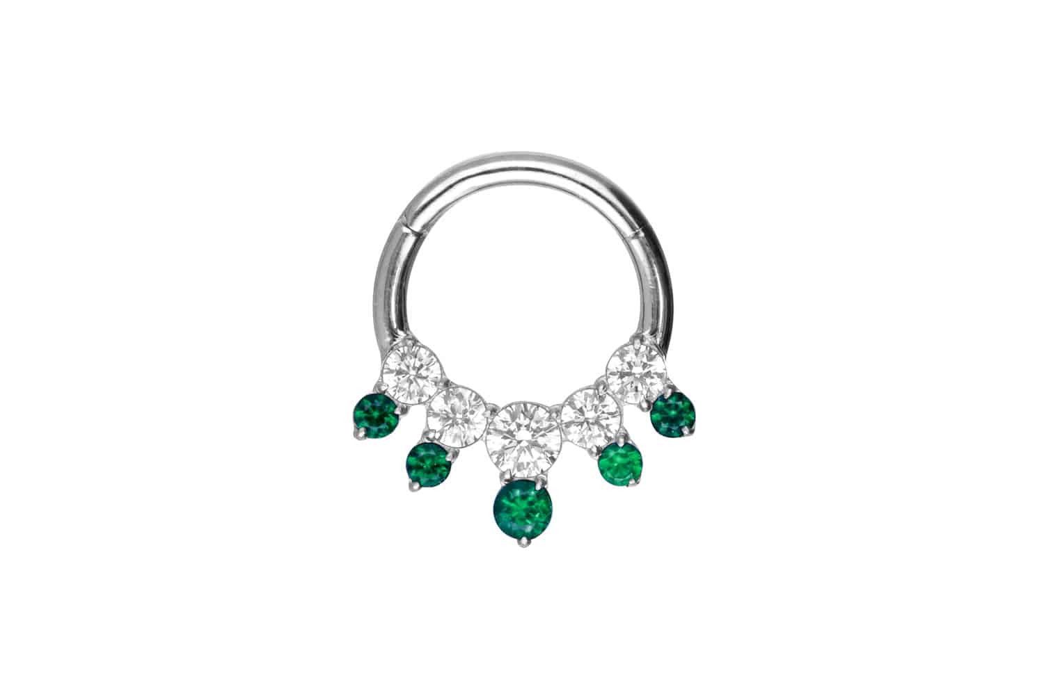 Piercing-Set Titan Segmentring Clicker EINGEFASSTE KRISTALLE ZWEIFARBIG