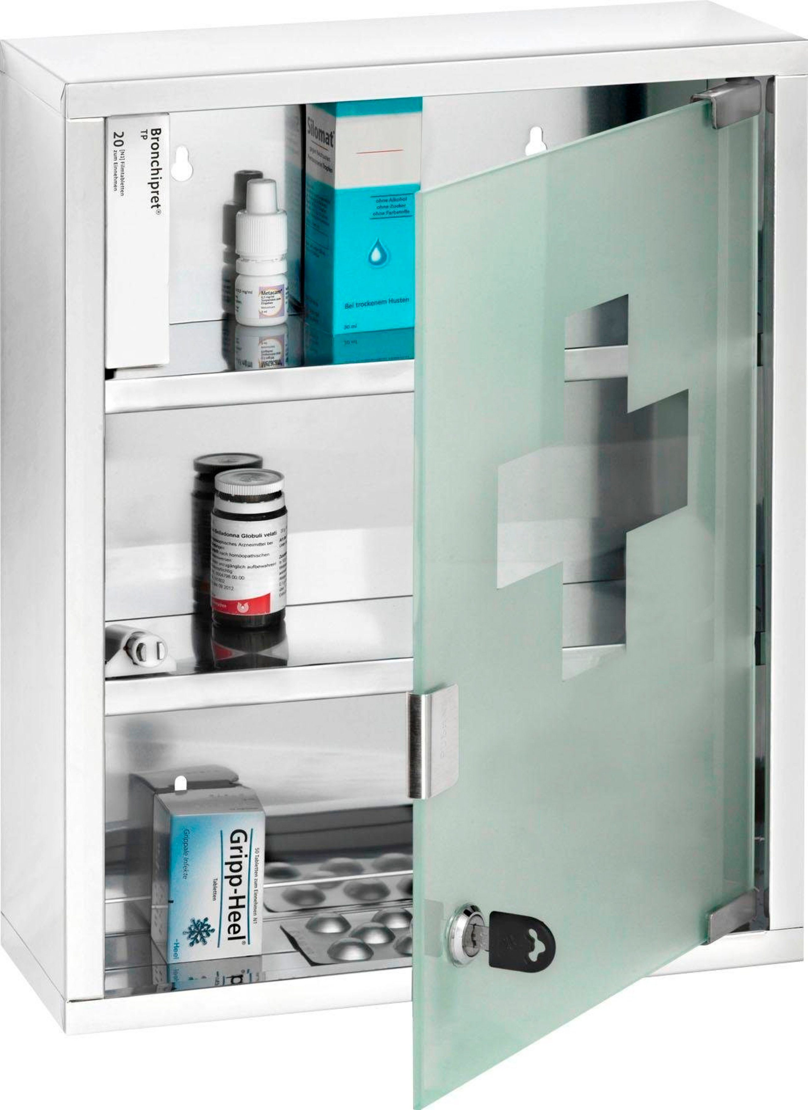 WENKO Medizinschrank Edelstahl und satiniertes Sicherheitsglas, 30 x 40 cm cm – Bild 4 von 5