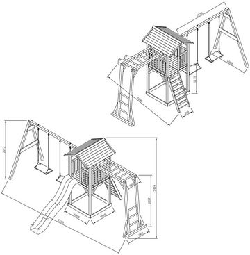 AXI Spielturm Beach Tower, mit Klettergerüst, Doppelschaukel und Rutsche