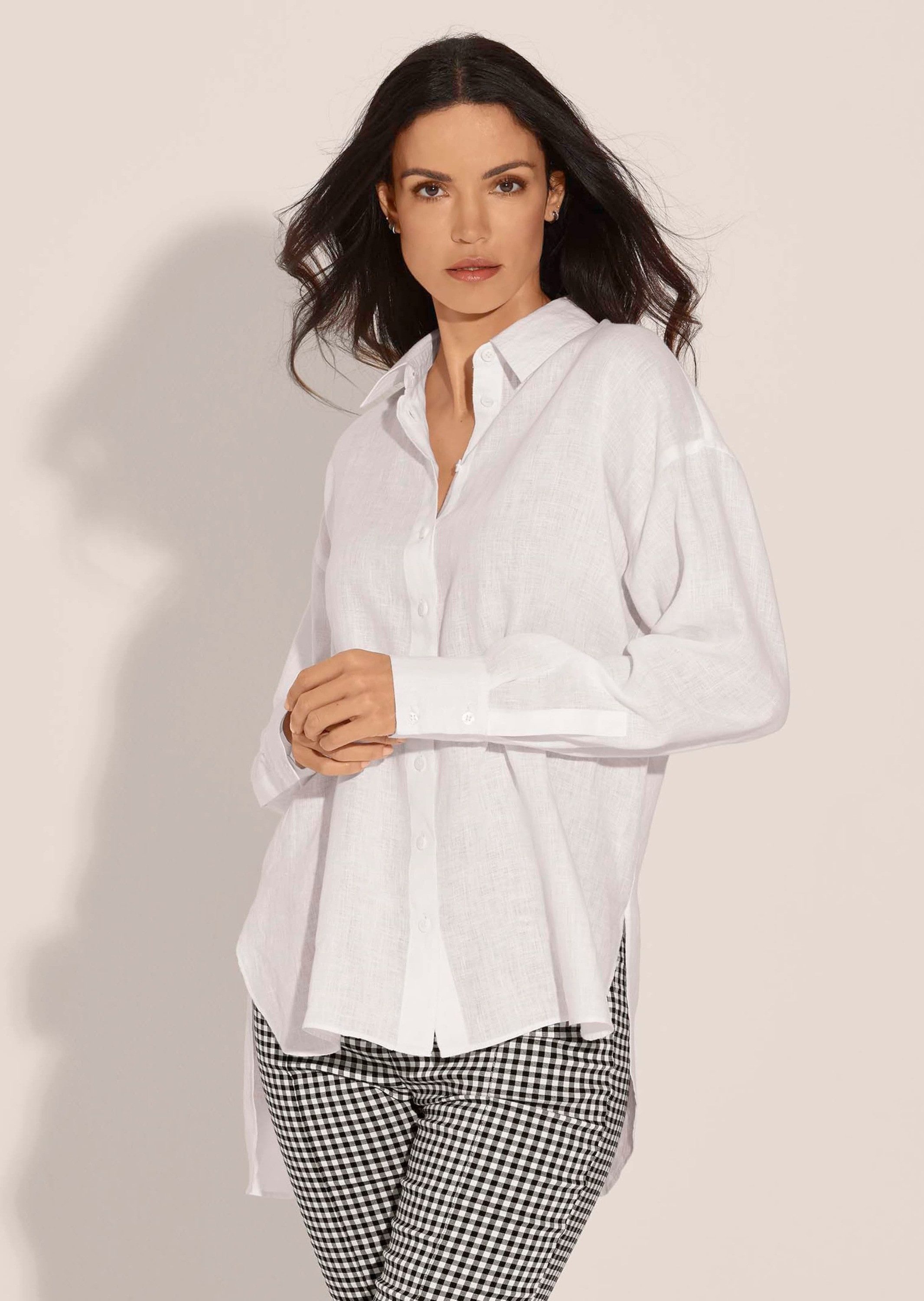 Hemdbluse Leinenhemd im Oversize-Look