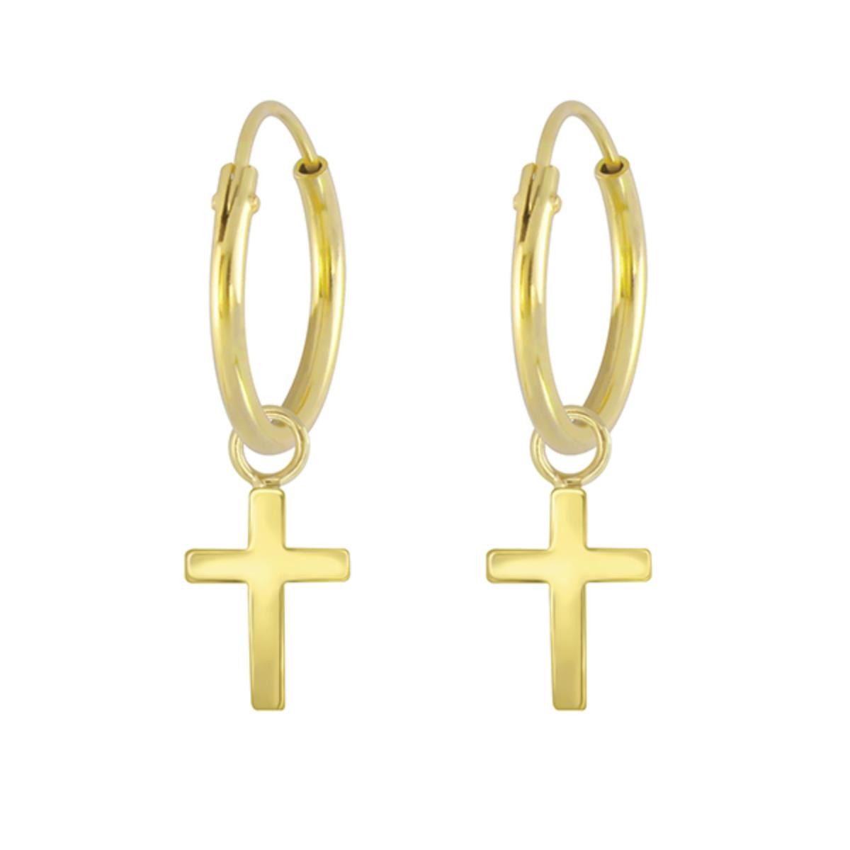 Order & Smile Schmuck Paar Ohrhänger Kreuz Creolen Ohrringe Silber 925 gold