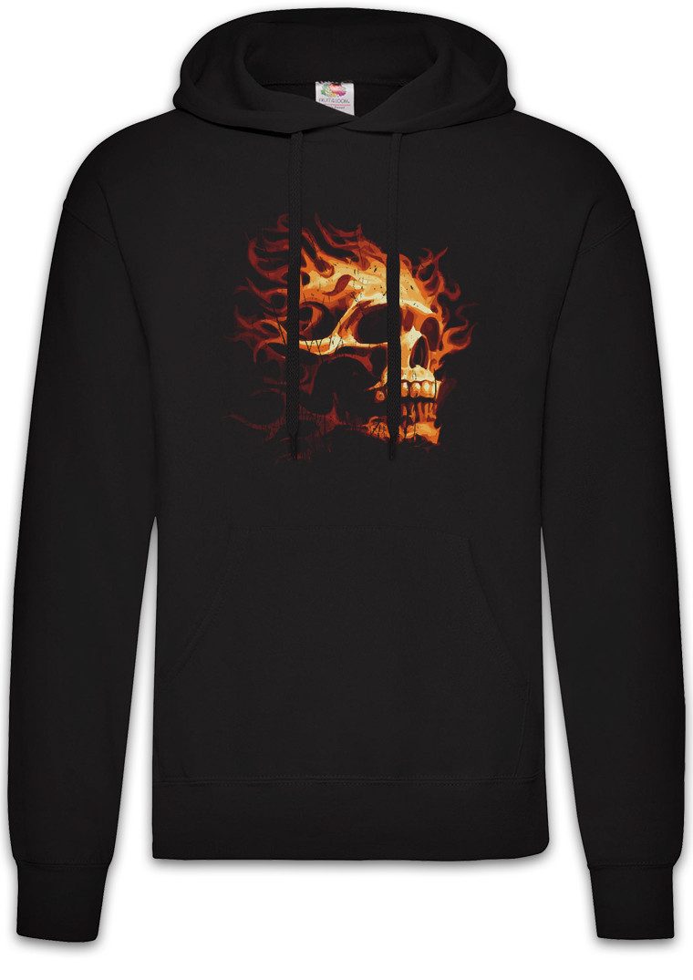 Hoodie Burning Skull I Herren Hoodie Tattoo Art Rockabilly Skeleton Flames