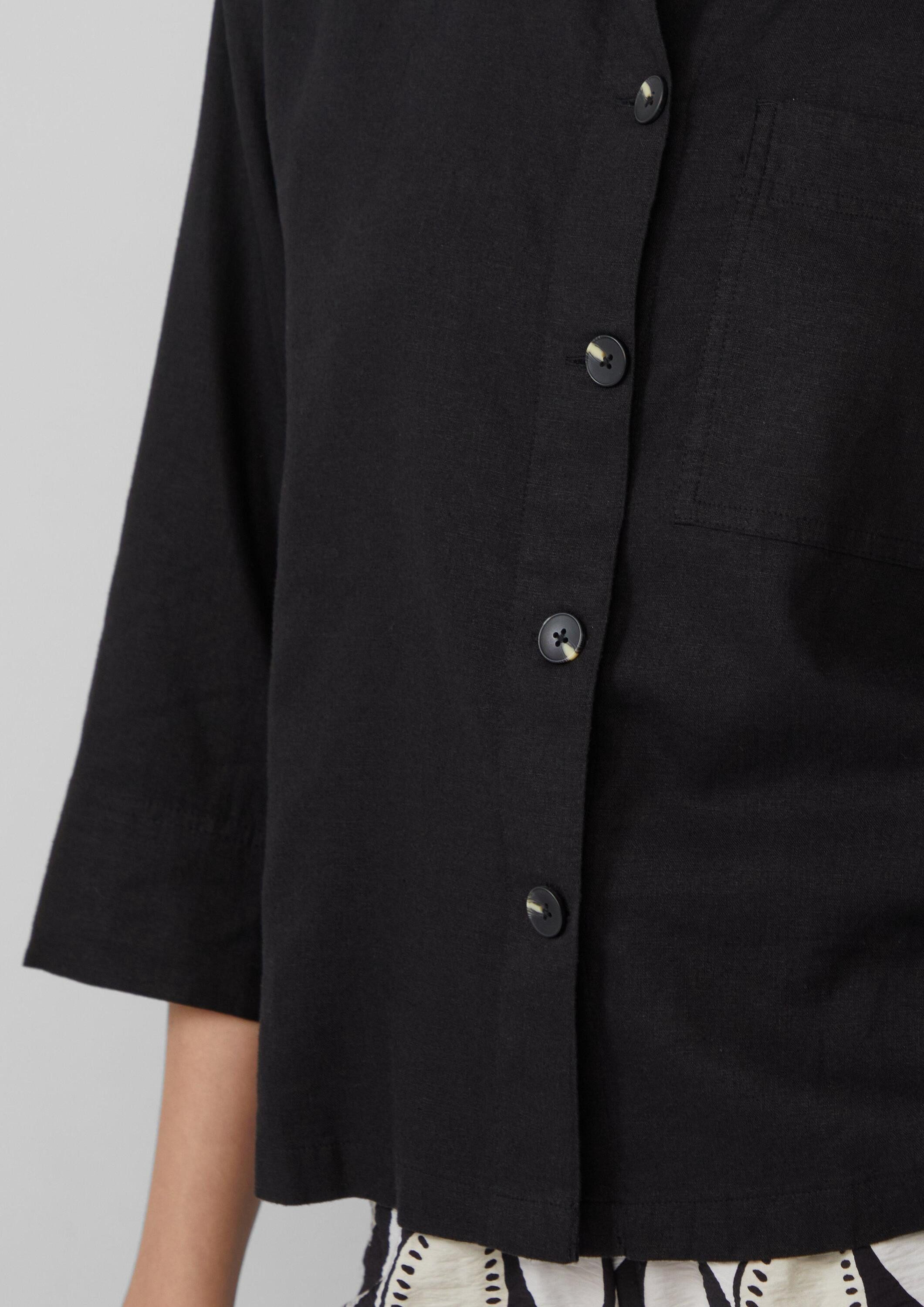 s.Oliver Kurzarmbluse Bluse Hemdbluse aus Leinenmix