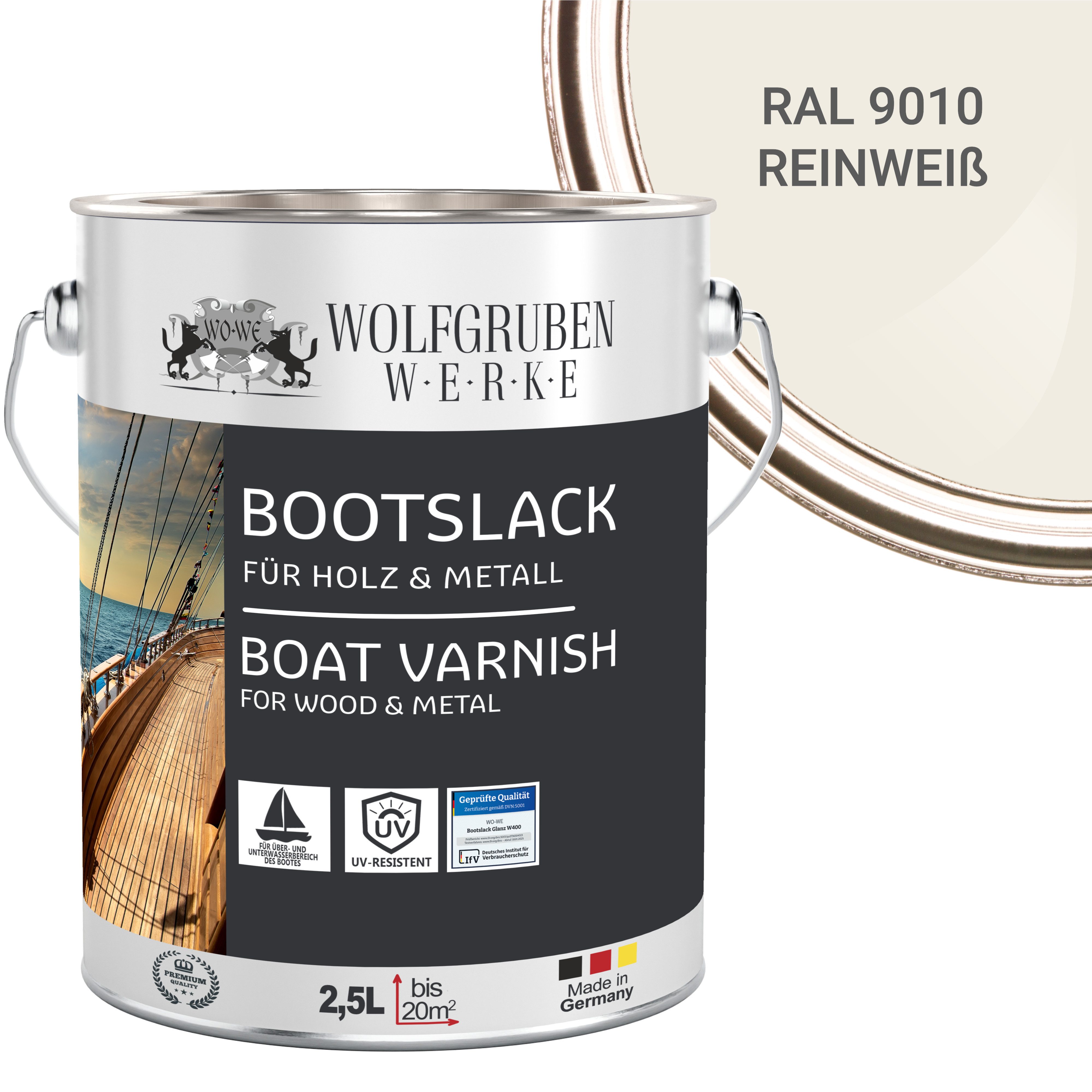 WO-WE Lack Bootslack Schiffslack Parkettlack Yachtlack W400, 0,75-5L, Seidenglänzend, Lösemittelbasis