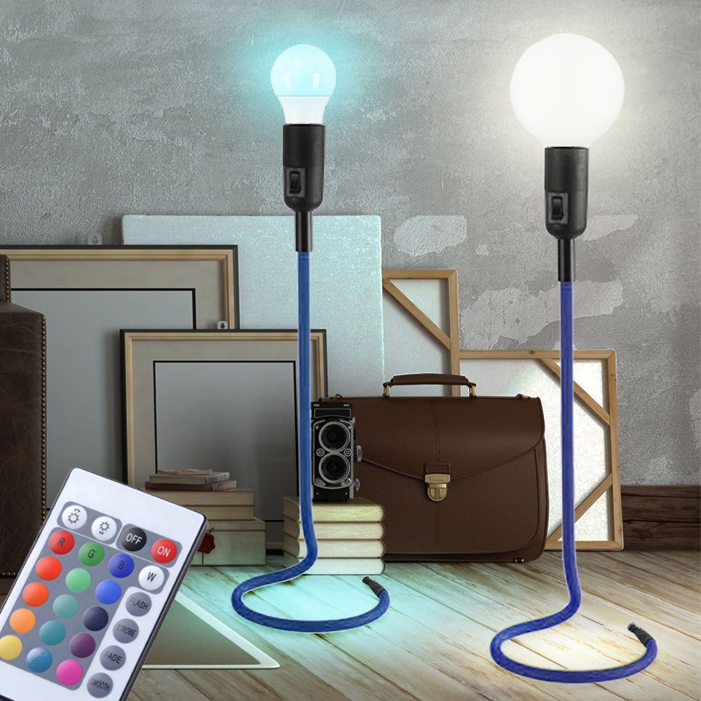 Zimmer Tisch Lampen Blau Schreibtischlampe, etc-shop Design Fernbedienung RGB Retro LED Wohn Leuchten