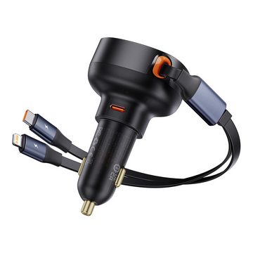 Baseus Enjoyment USB-C-Autoladegerät mit USB-C/ iPhone -60-W-Kabel – Schwarz KFZ-Adapter