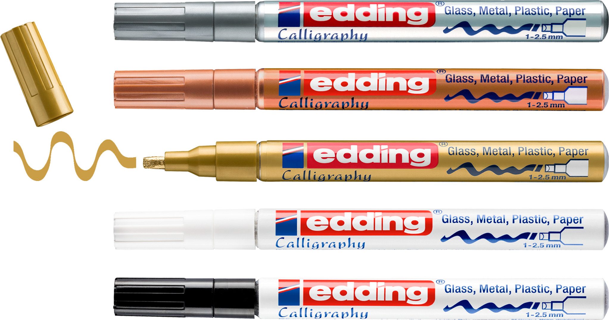 edding Kalligraphie-Stift Glanzlack-Marker 753 Kalligrafie, 5er-Set