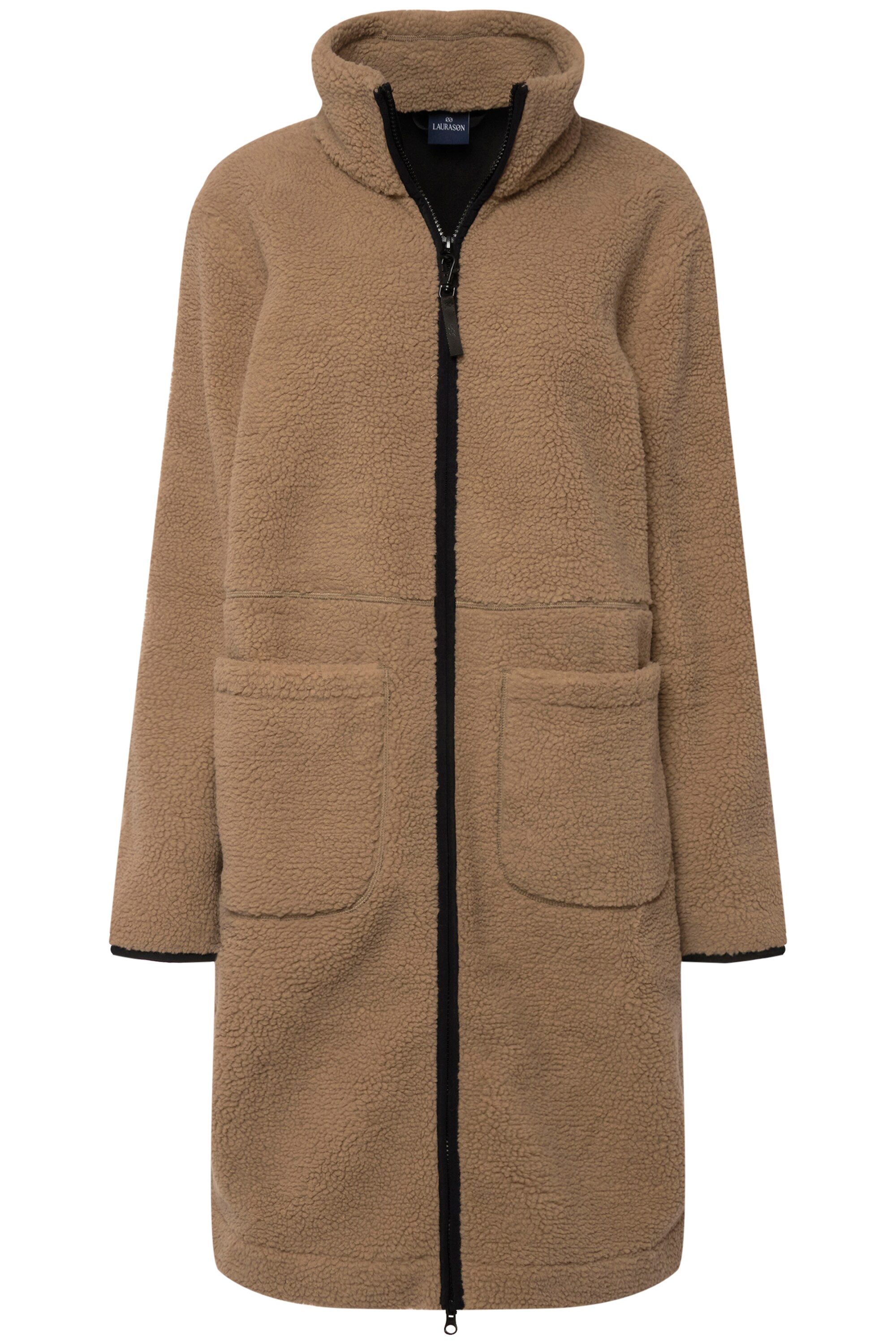 Laurasøn Wintermantel Teddy-Mantel Teddyfleece Stehkragen 2-Wege-Zipper günstig online kaufen