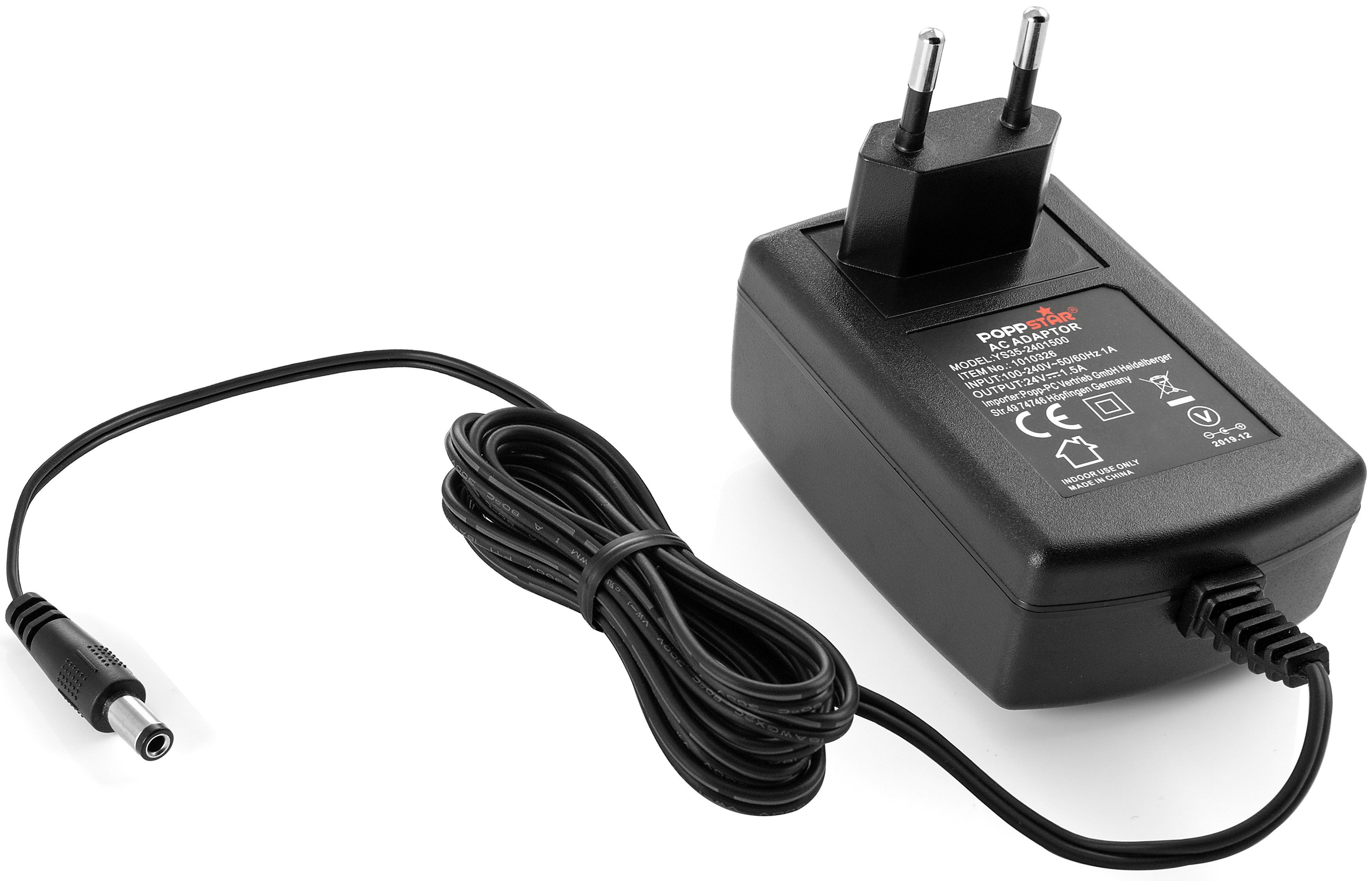 Steckernetzteil 24V 1,5A (1500mA, 5,5/2,5mm) Universal-Netzteil