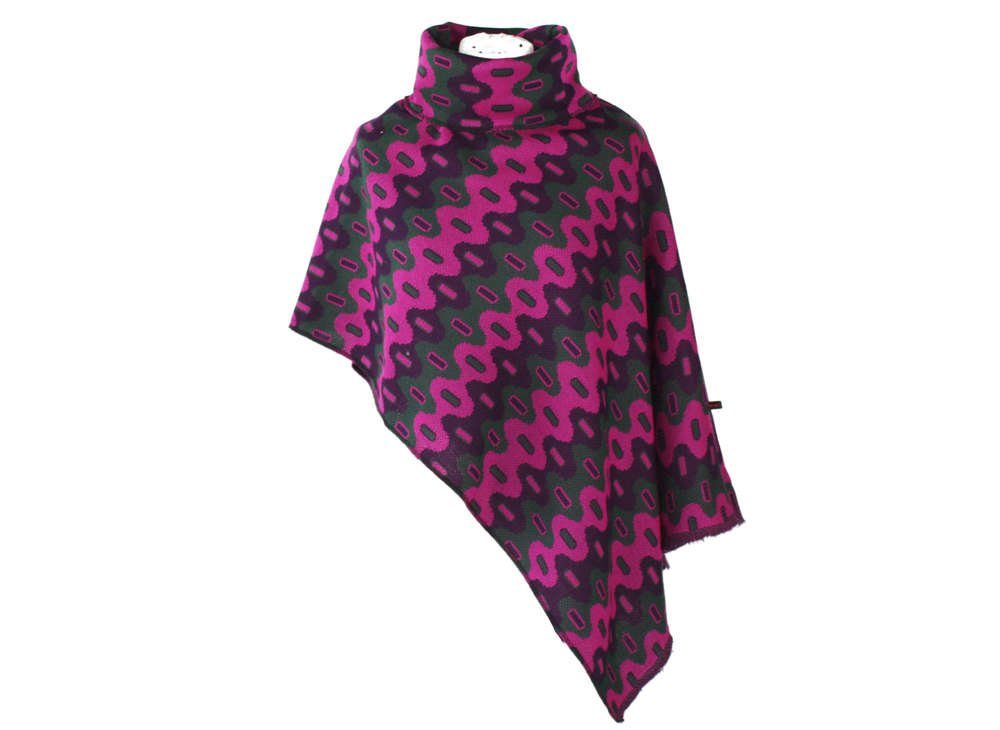 dunkle design Poncho Poncho mit Kragen Mini Grün Lila Retro