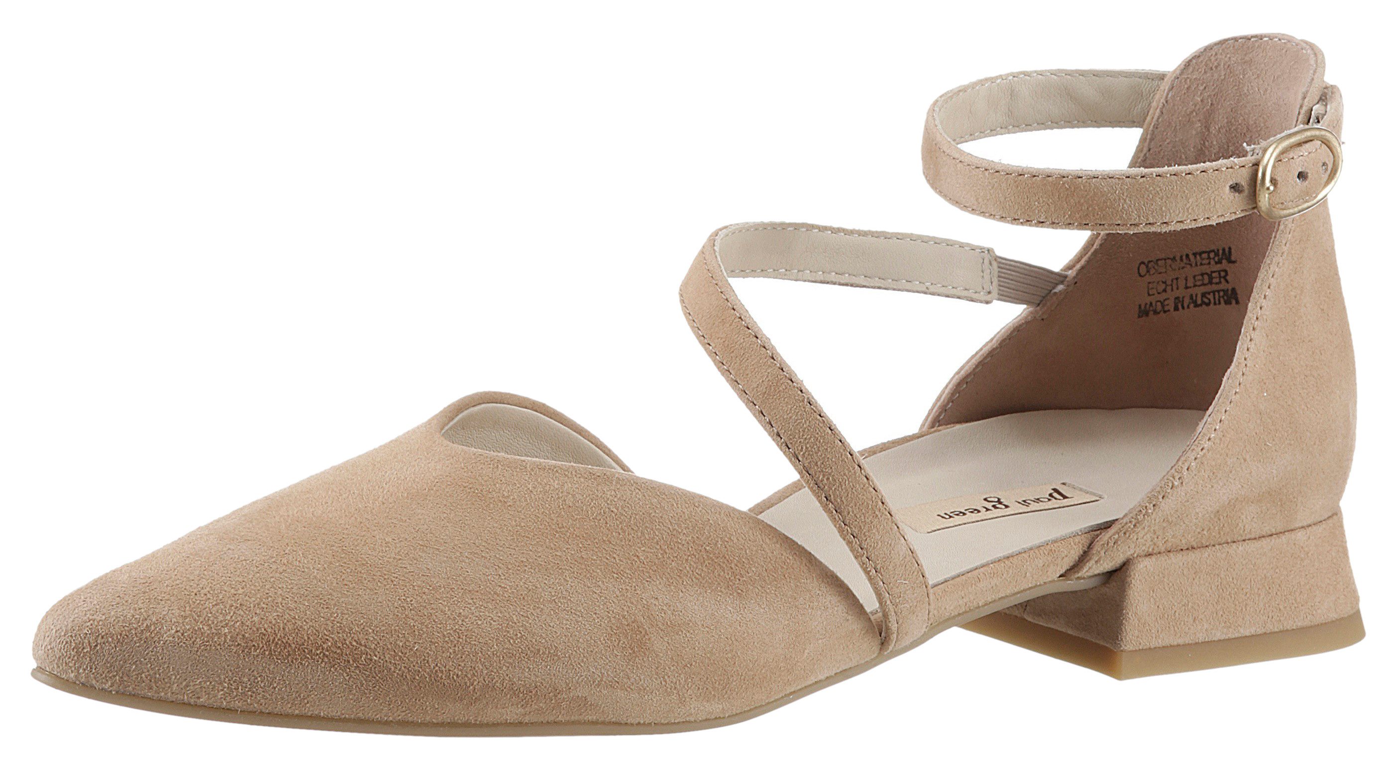 Paul Green Ballerina Flats, Kitten Heel, Festliche Schuhe mit verstellbarem Fesselriemchen