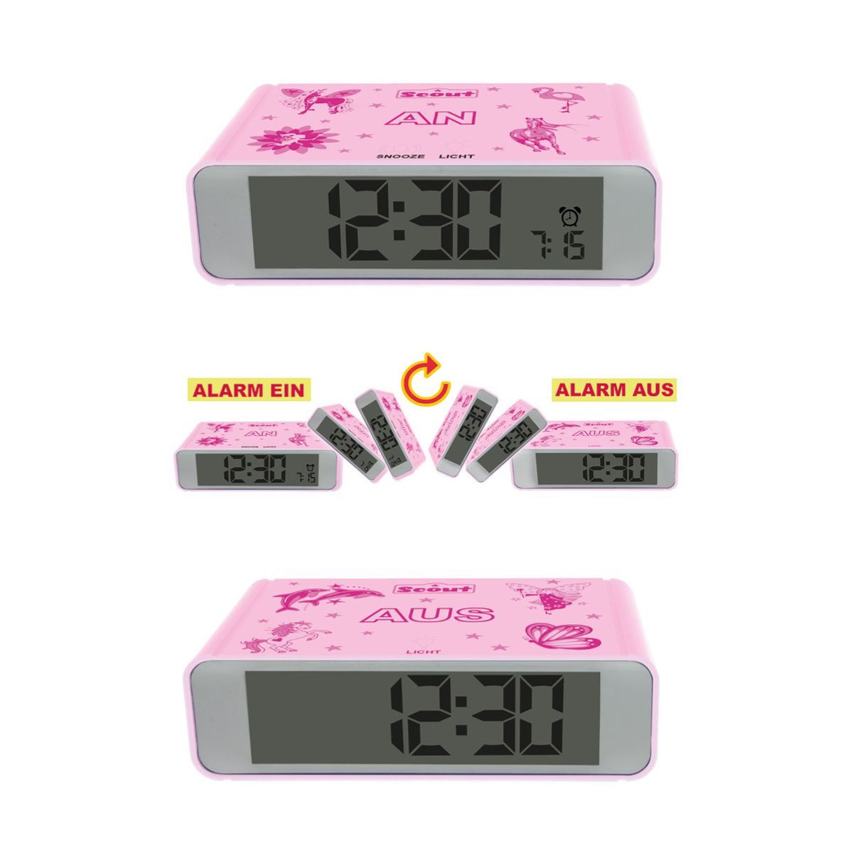 Scout Kinderwecker 280001025 Mädchen-Wecker Kinder Pink The Digi Clock