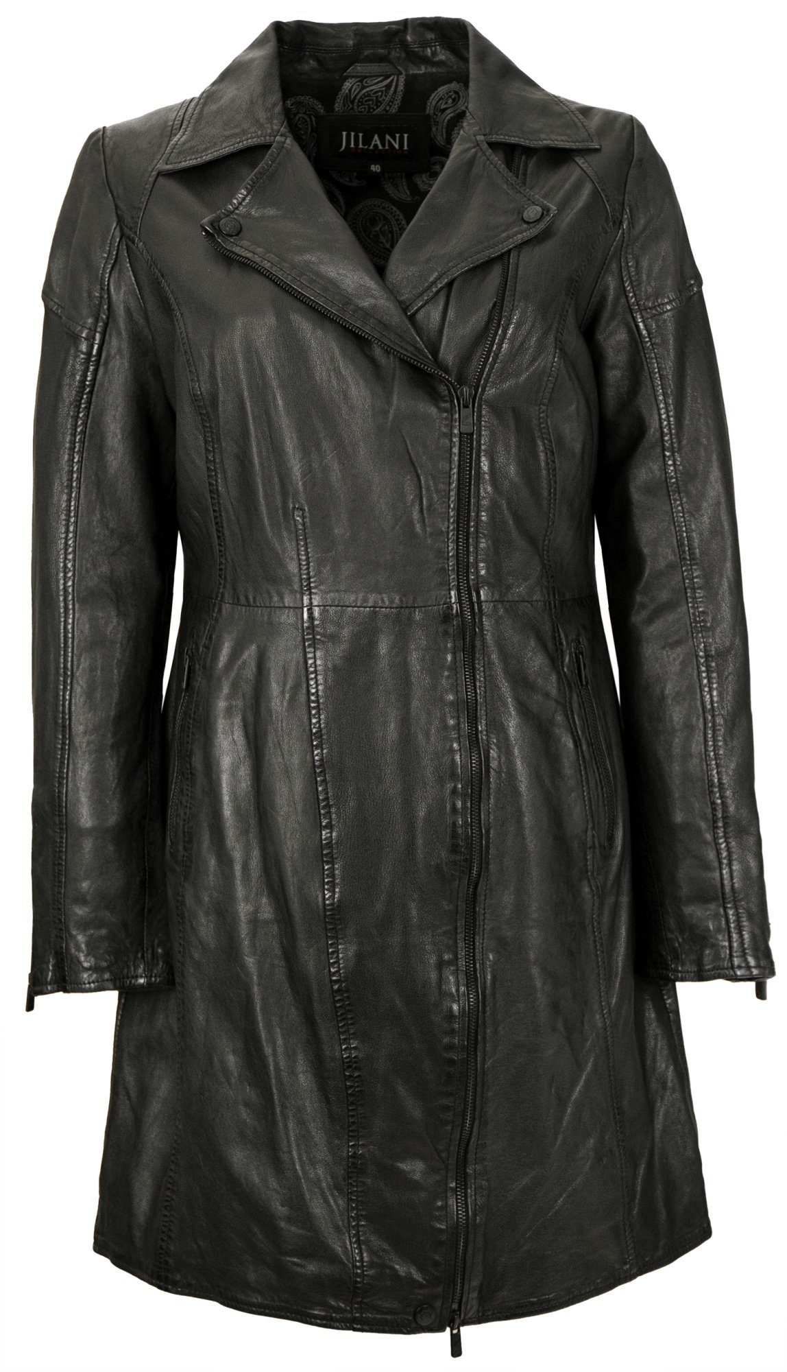 Jilani Lederjacke Lepsi-1 Echtleder Damen Ledermantel Lammnappa schwarz