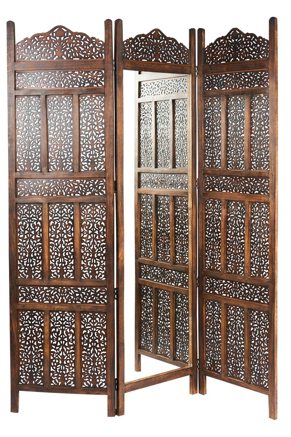 Marrakesch Orient & Mediterran Interior Paravent Holz Spiegel Paravent Raumtrenner Orientalisch Elroi, Handarbeit