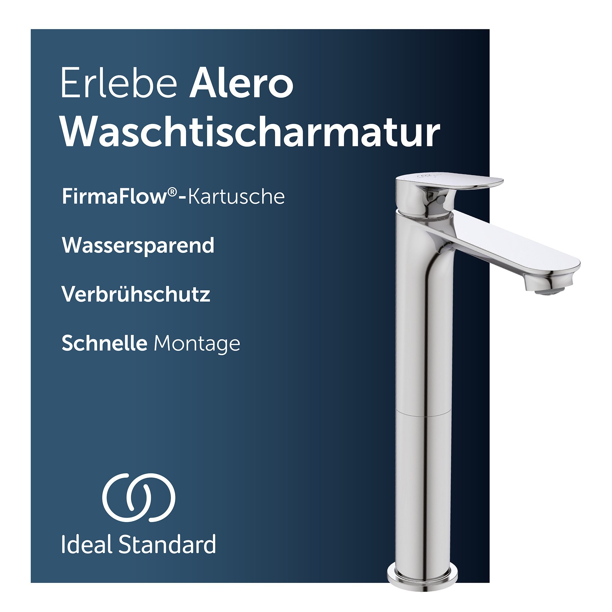 Ideal Standard Waschtischarmatur Alero FirmaFlow® Kartusche, Wassersparend, EasyFix® Schnellmontagesystem