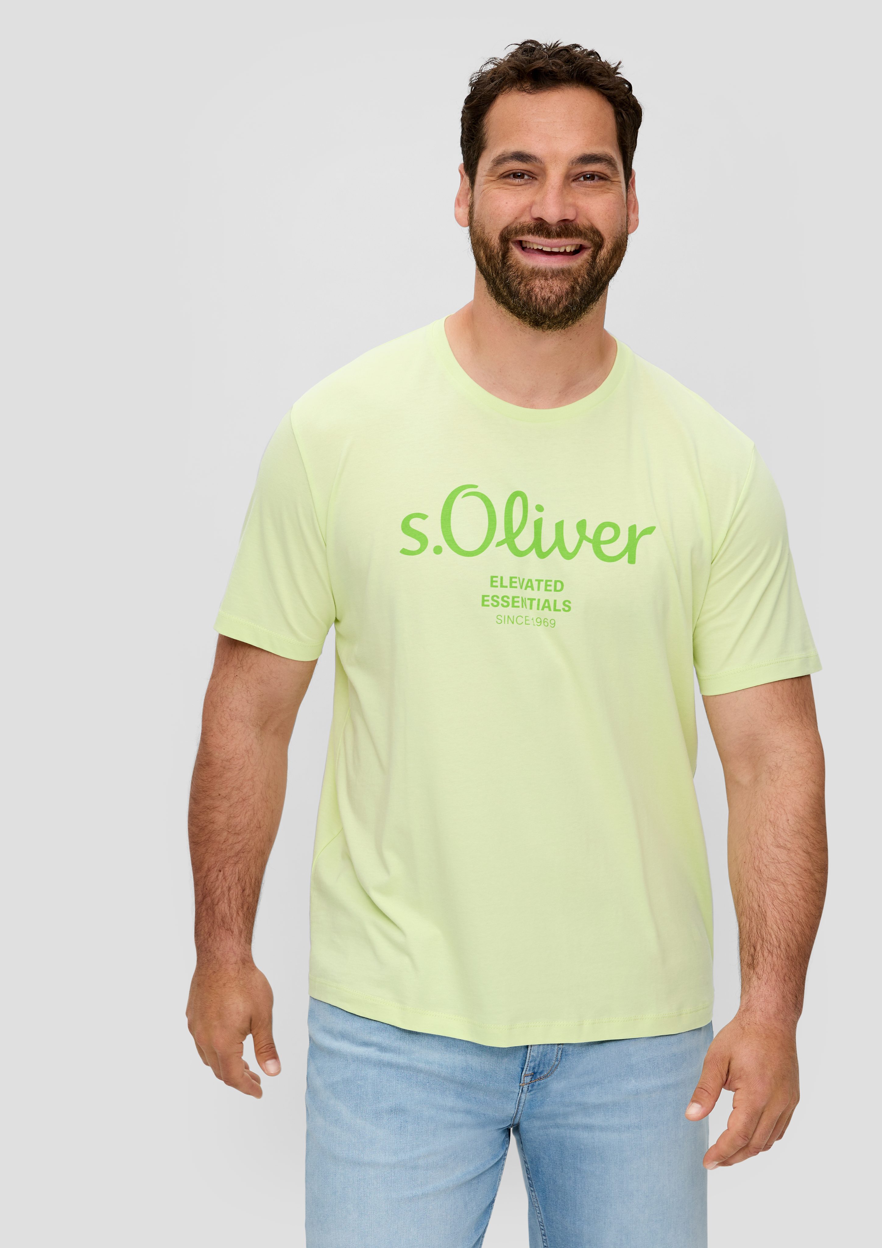 s.Oliver Kurzarmshirt T-Shirt mit Label-Print Logo günstig online kaufen