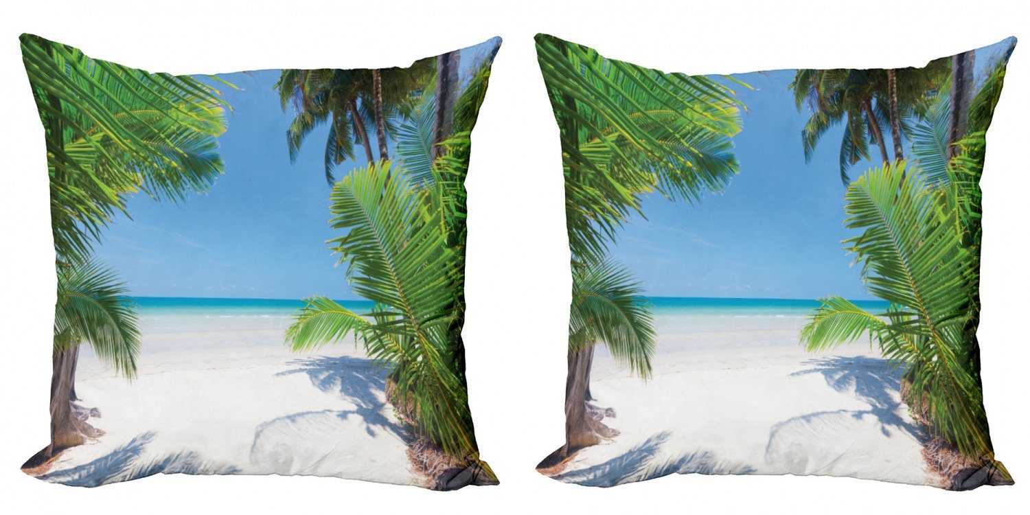Kissenbezüge Modern Accent Doppelseitiger Digitaldruck, Abakuhaus (2 Stück), Ozean Palm Leaf Tropical Beach