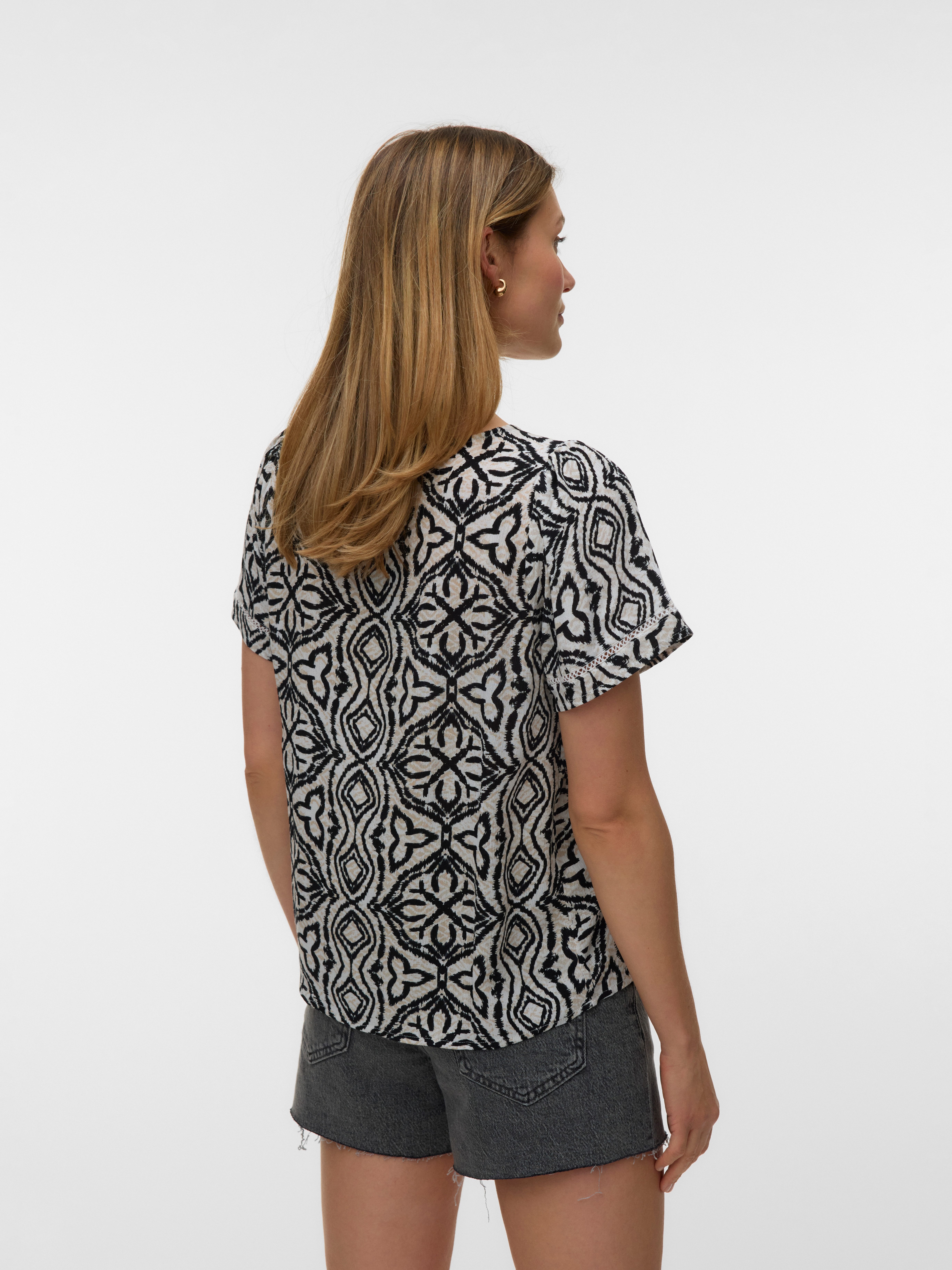 Vero Moda Shirtbluse VMMENNY LACE SS TOP WVN GA Viskose, regular fit