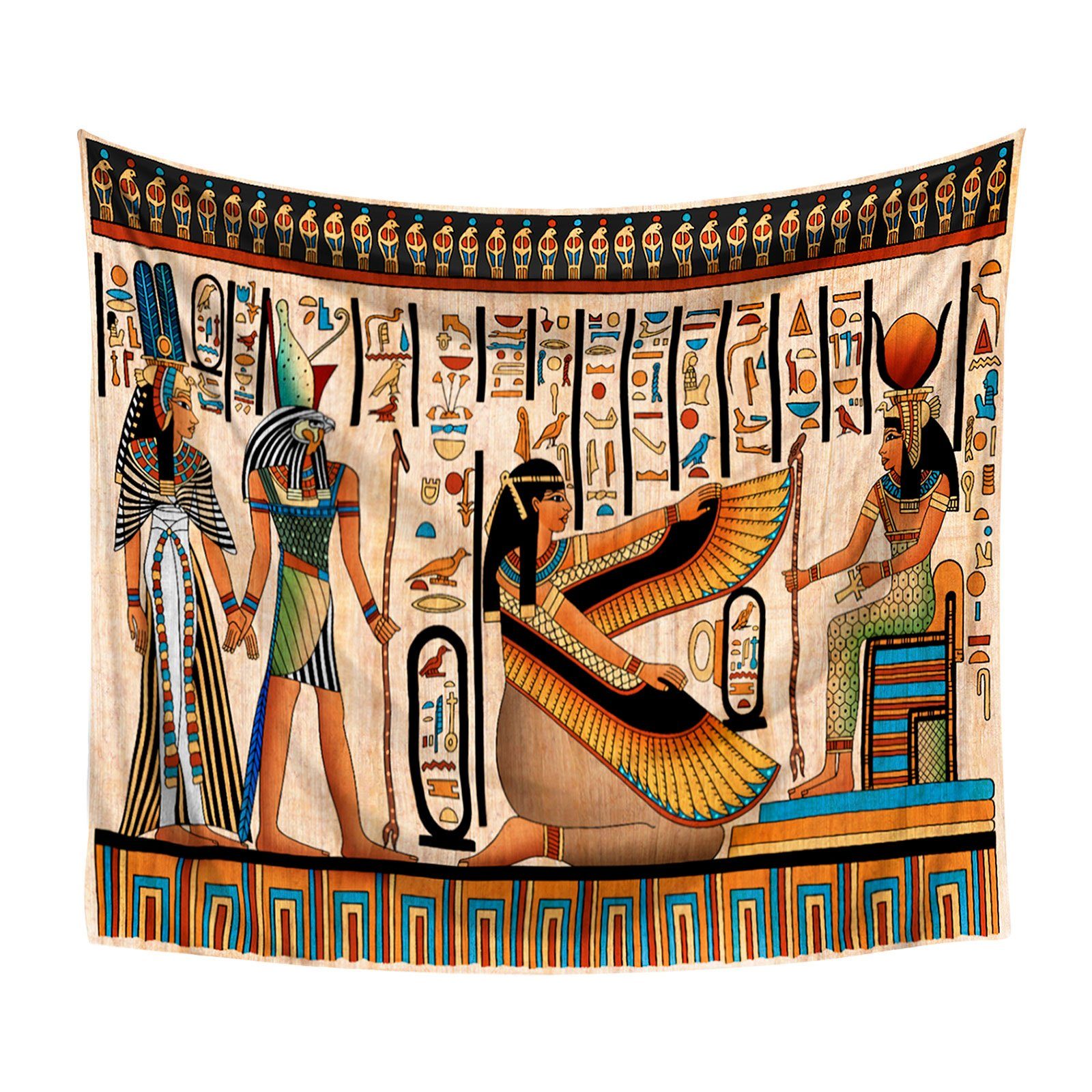 Wandteppich Wandteppich mit Götter, mm, inkl. ägyptische ägyptischer Malerei Hieroglyphen, Wandbild ägypti, GalaxyCat, Höhe: 145 rechteckig, und Hieroglyphen, Befestigungsmaterial