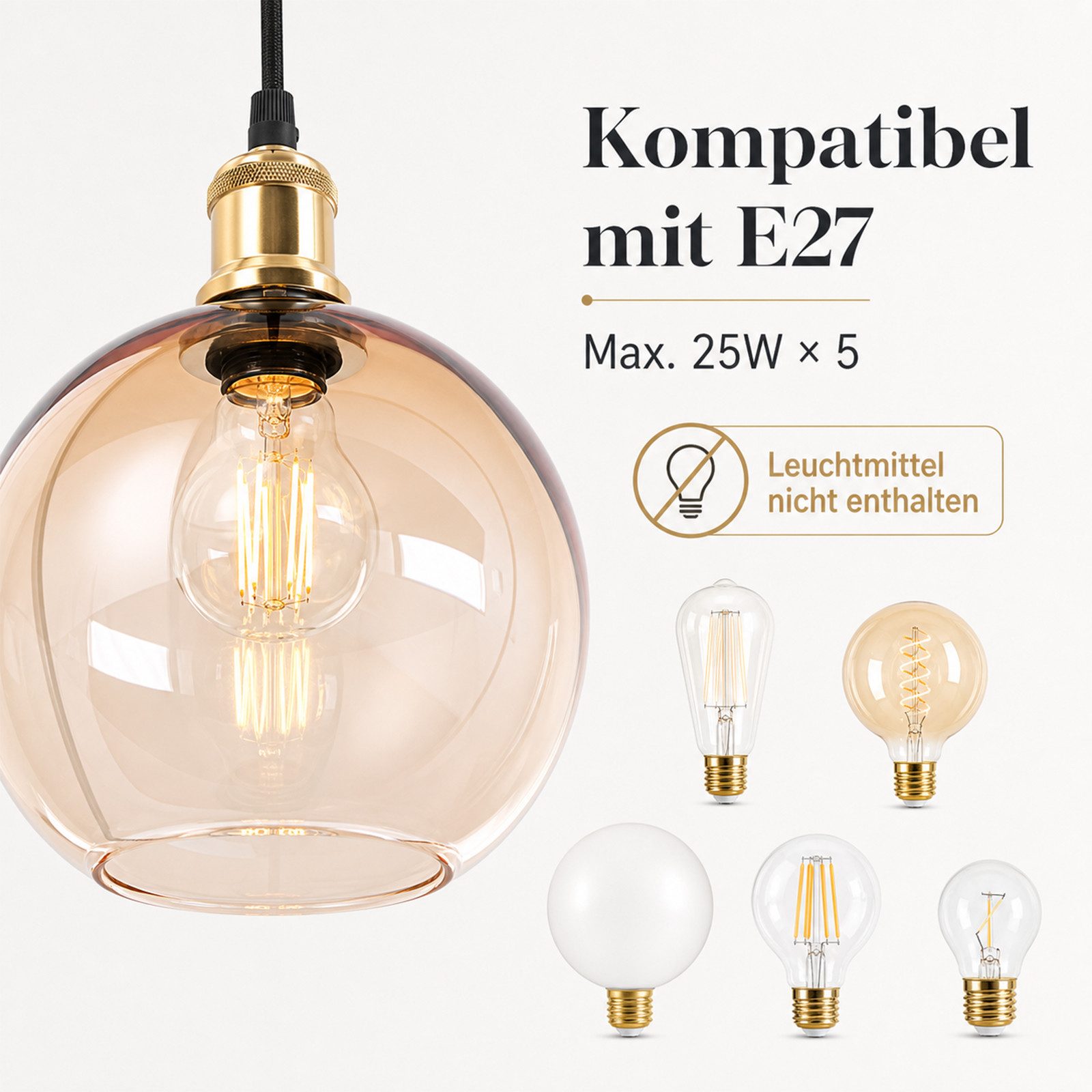 Nettlife Pendelleuchte Esstisch Treppenhaus Glas kugel Hängelampe 5/7flammig 160/190cm, ohne Leuchtmittel, Buntglas Hängeleuchte für Villa Wohnzimmer Flur Galer – Bild 3 von 5
