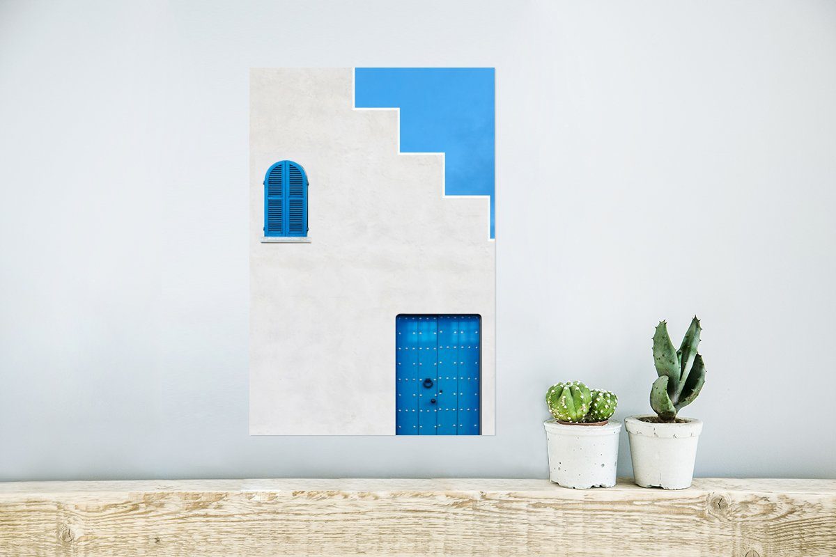 Rahmen MuchoWow Blau St), Ohne Wandbild, - Wohnzimmer, Weiß Poster, für - Haus Poster Tür, Wandposter (1 -
