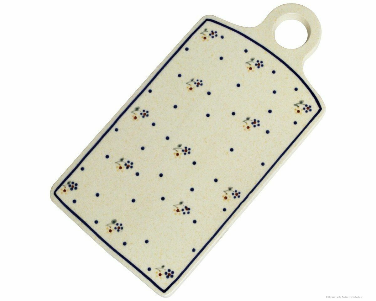 Bunzlauer Keramik Frühstücksbrett Bunzlauer Keramik rechteckiges Schneidebrett 28,5 x 14,3 cm, Dekor 111, Keramik