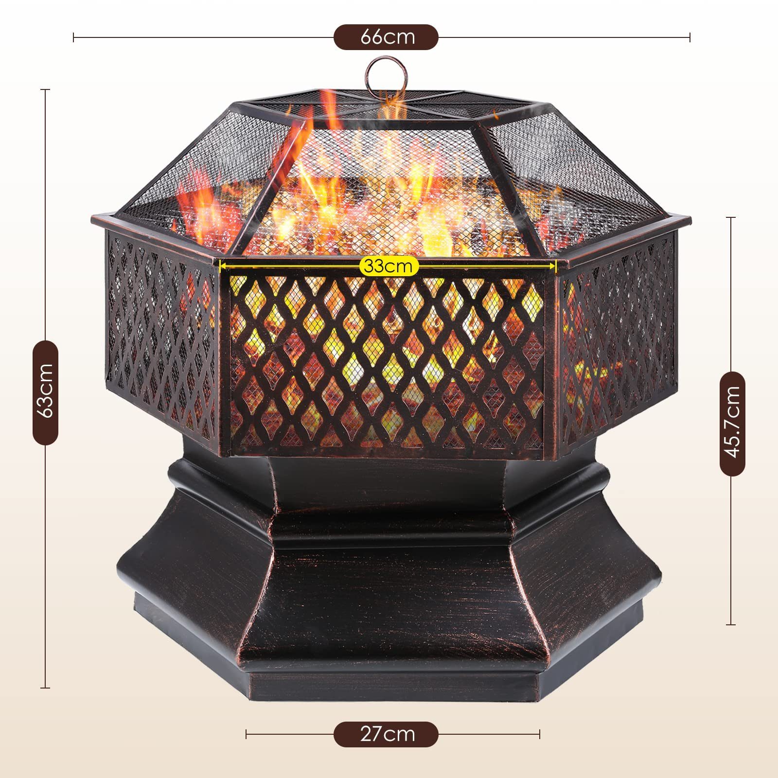 TLGREEN Feuerschale mit Grillrost und Funkenschutz, (Sechseckige Feuerstell günstig online kaufen