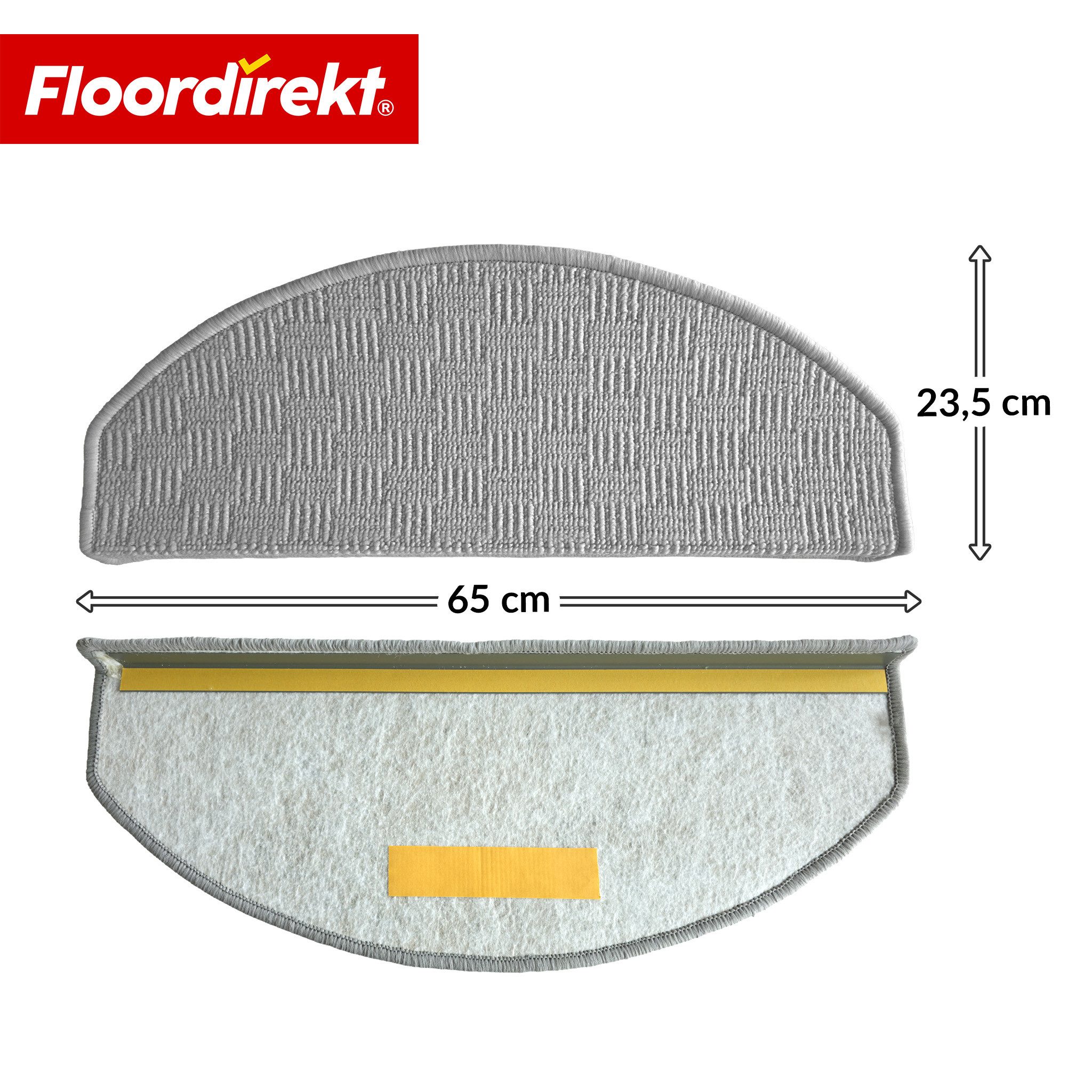 Floordirekt Stufenmatte Treppenmatte Monaco halbrund rutschhemmend schalldämmend antistatisch, Robuster Winkel mit Klebeband – Bild 3 von 5