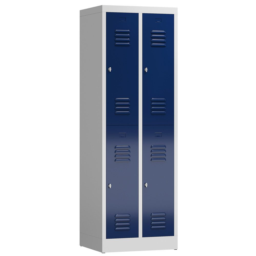 Steelboxx Spind Kleiderspind 4 Fächer 1800 x 600 x 500 mm Personalschrank (1-St) Komplett verschweißt und montiert - keine Montage erforderlich