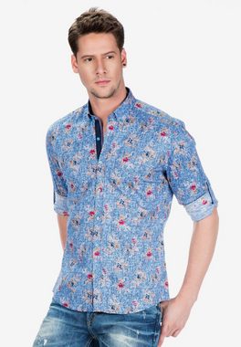 Cipo & Baxx Langarmhemd mit trendigen Blumen-Prints