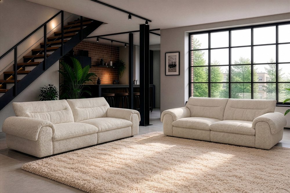 riess-ambiente 3-Sitzer SIXTH SENSE 210cm beige - Bouclé, Nosagfederung, Daunenfedern, FSC, Einzelartikel 1 Teile, Strickstoff-Couch - ideal für Wohn- und Schla – Bild 4 von 5