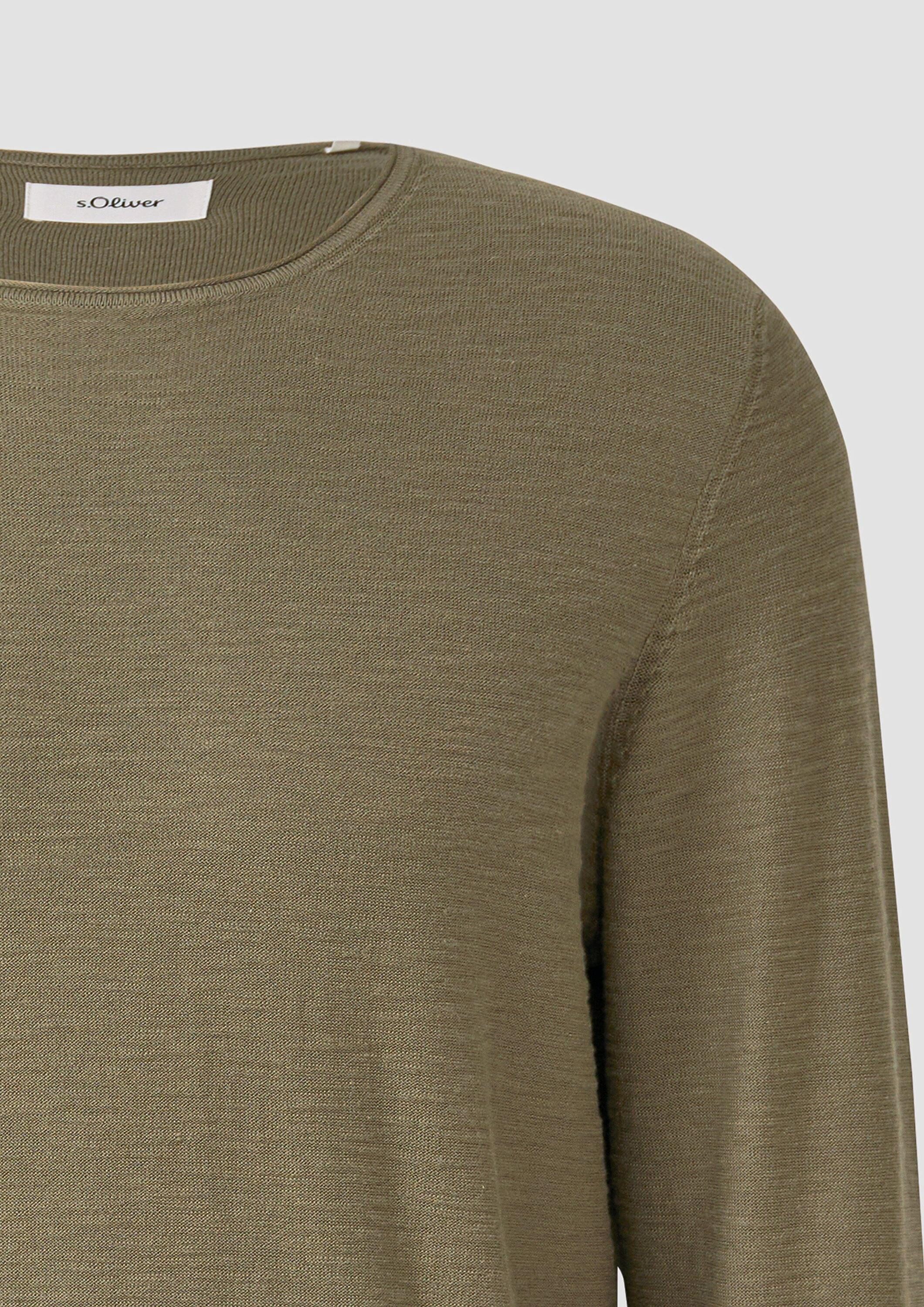 s.Oliver Longpullover Strickpullover Strickpullover mit Flammgarnstruktur und Rollkante