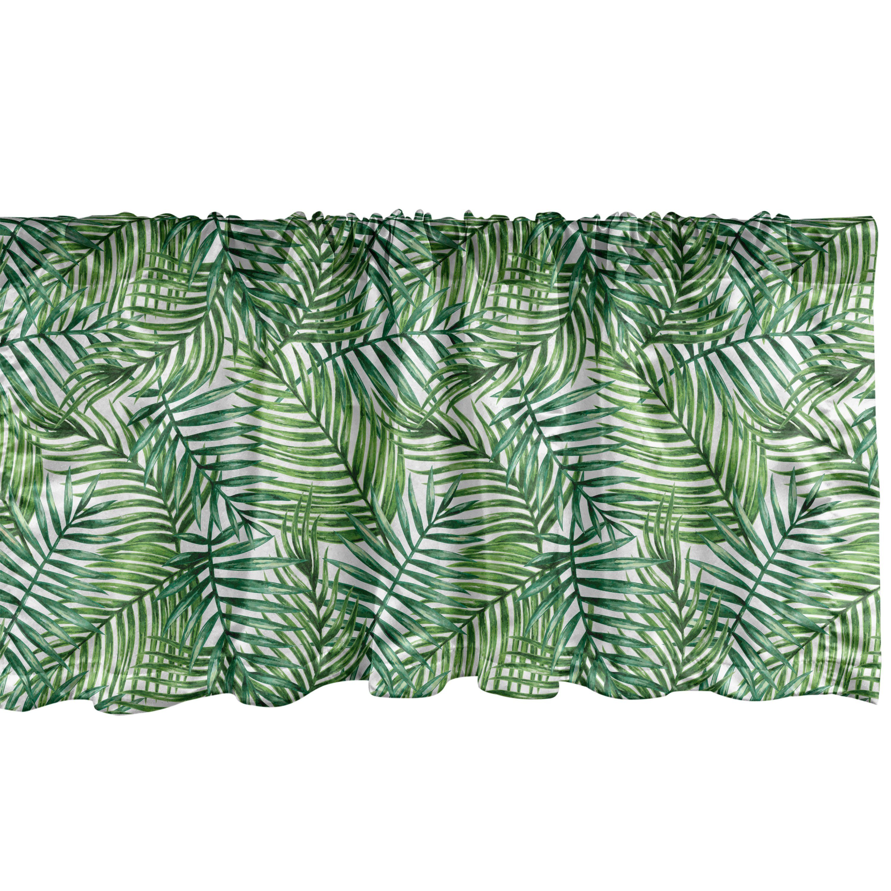 Scheibengardine Vorhang Volant für Küche Schlafzimmer Dekor mit Stangentasche, Abakuhaus, Microfaser, Blatt Botanischer Wilde Palmen