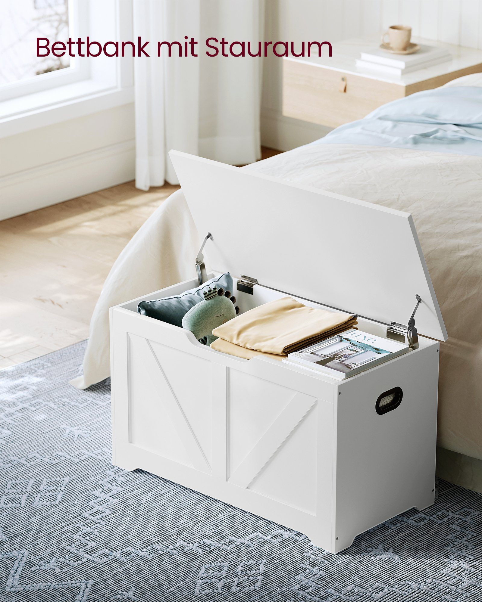 VASAGLE Sitzbank, Spielzeugtruhe, Sitztruhe, 80 / 100 (Länge) x 40 x 46 cm günstig online kaufen