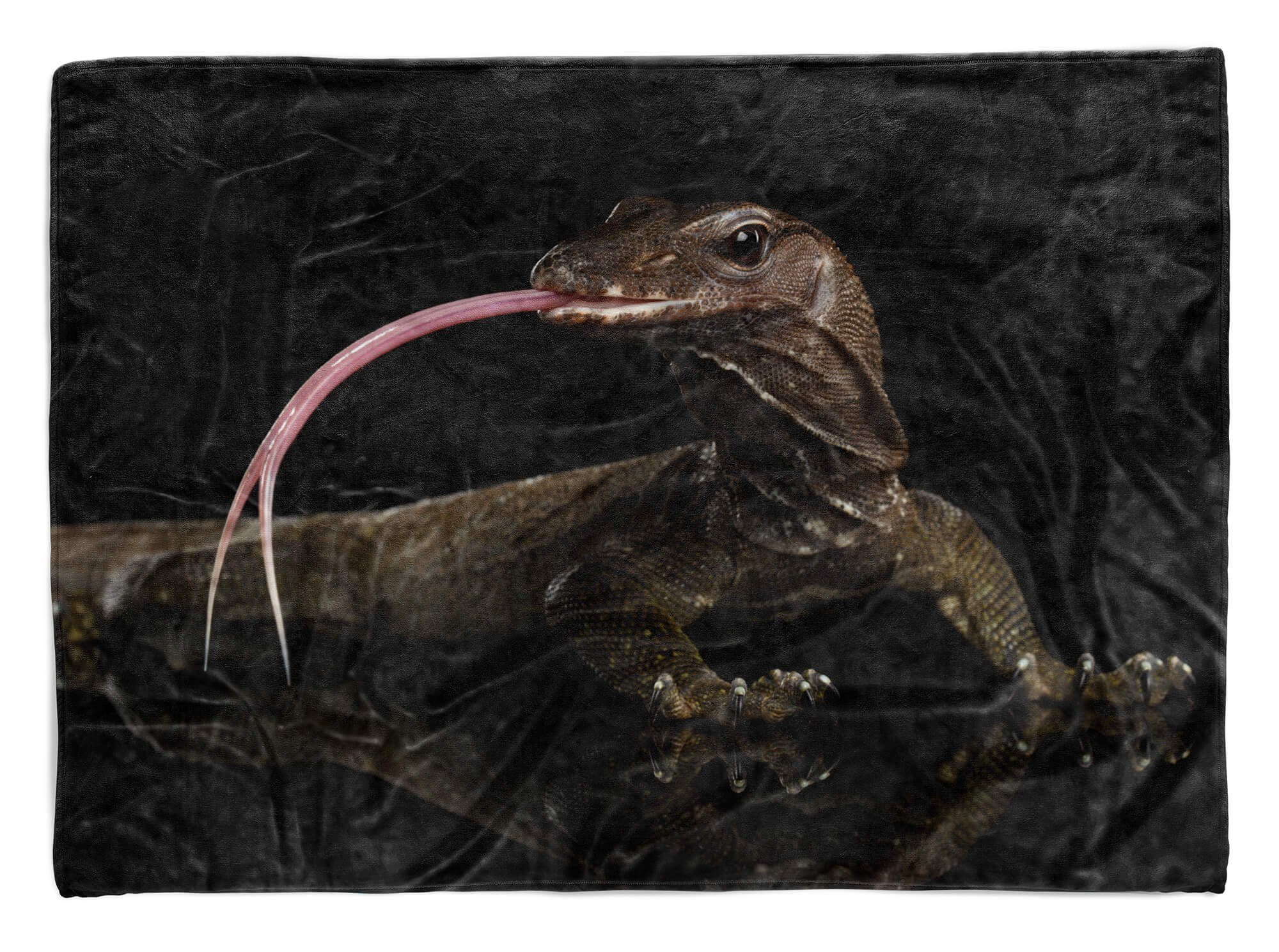 (1-St), Saunatuch Waran Tiermotiv Strandhandtuch Sinus Handtuch Reptil, Handtuch Kuscheldecke Handtücher Art mit Baumwolle-Polyester-Mix
