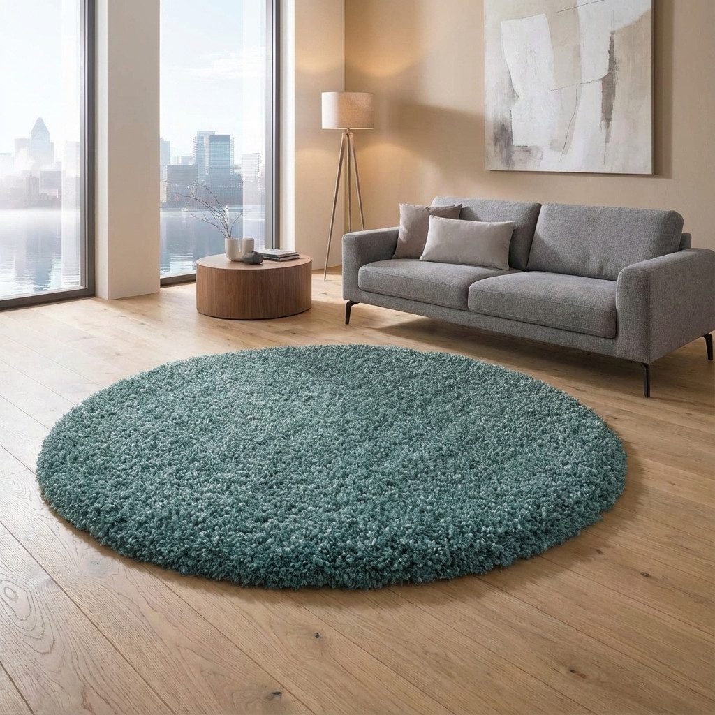 TaCa Home Langflor-Teppich Shaggy Teppich Langflor, rund, Höhe: 60 mm, Fußbodenheizung geeignet