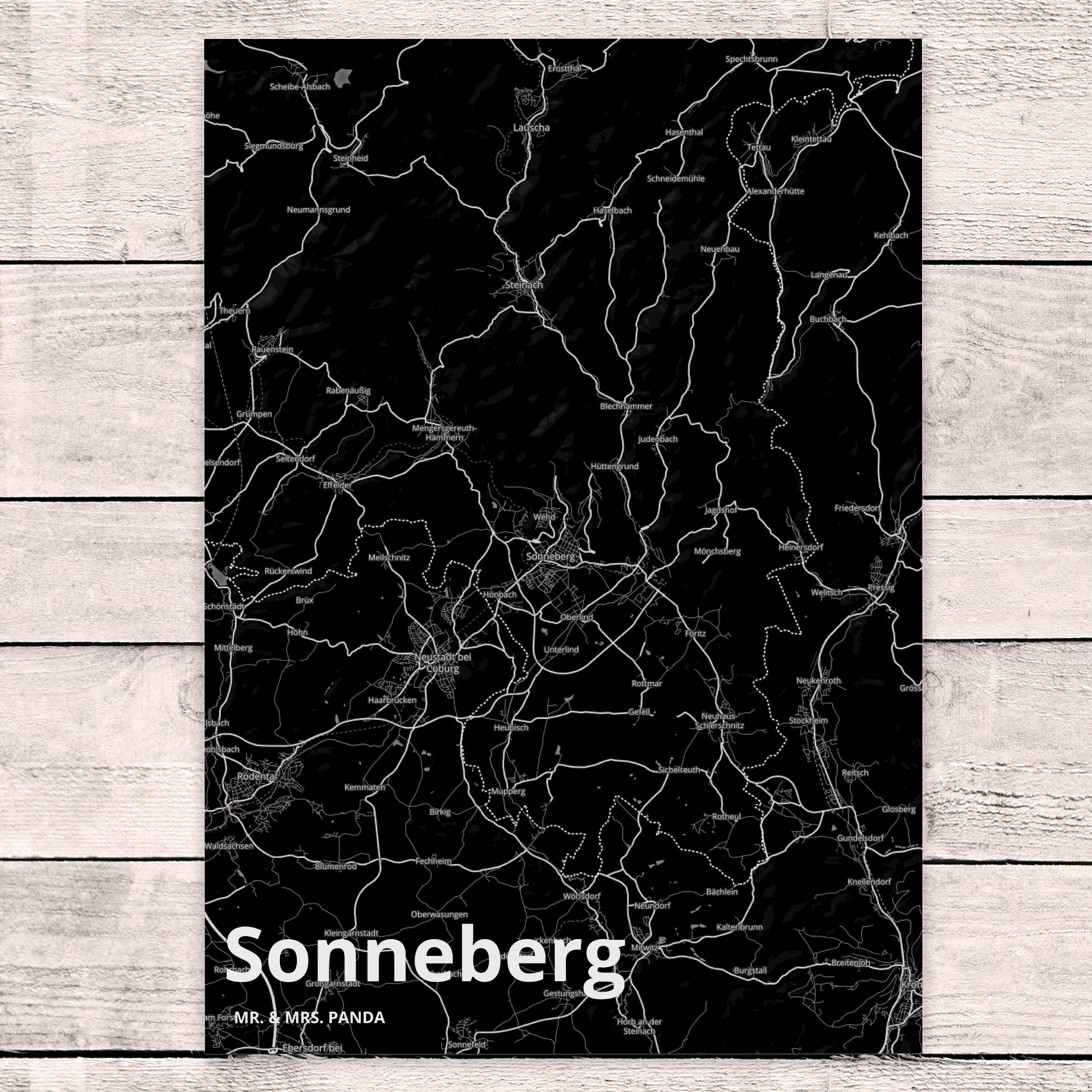 Karte Landkarte - Mrs. Mr. Postkarte Geburtstagskarte, Sonneberg Panda Stadt Ma Geschenk, Dorf &