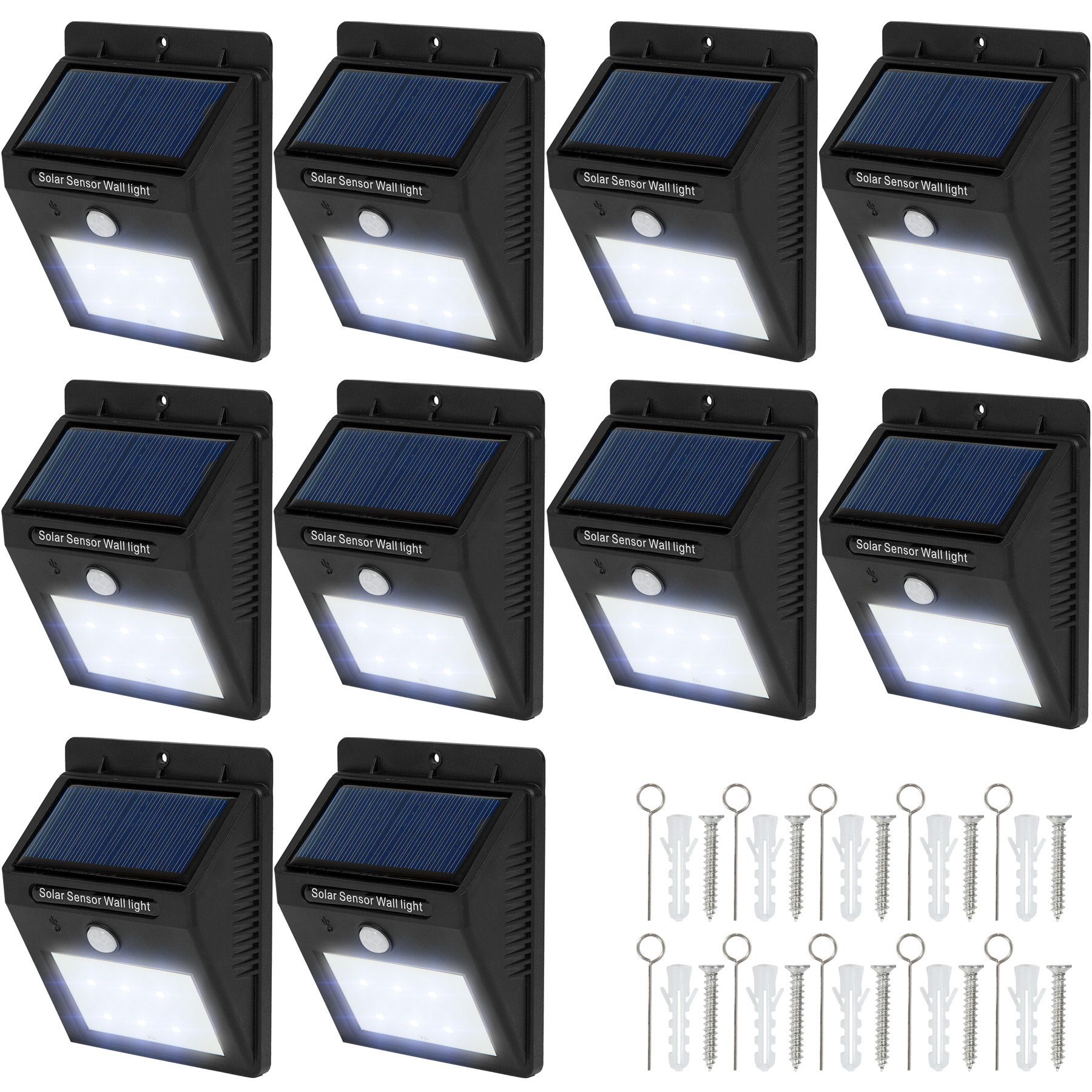 mit Bewegungsmelder, Energiesparend Solar LED 10 Leuchten Bewegungsmelder, LED, LED Gartenstrahler tectake