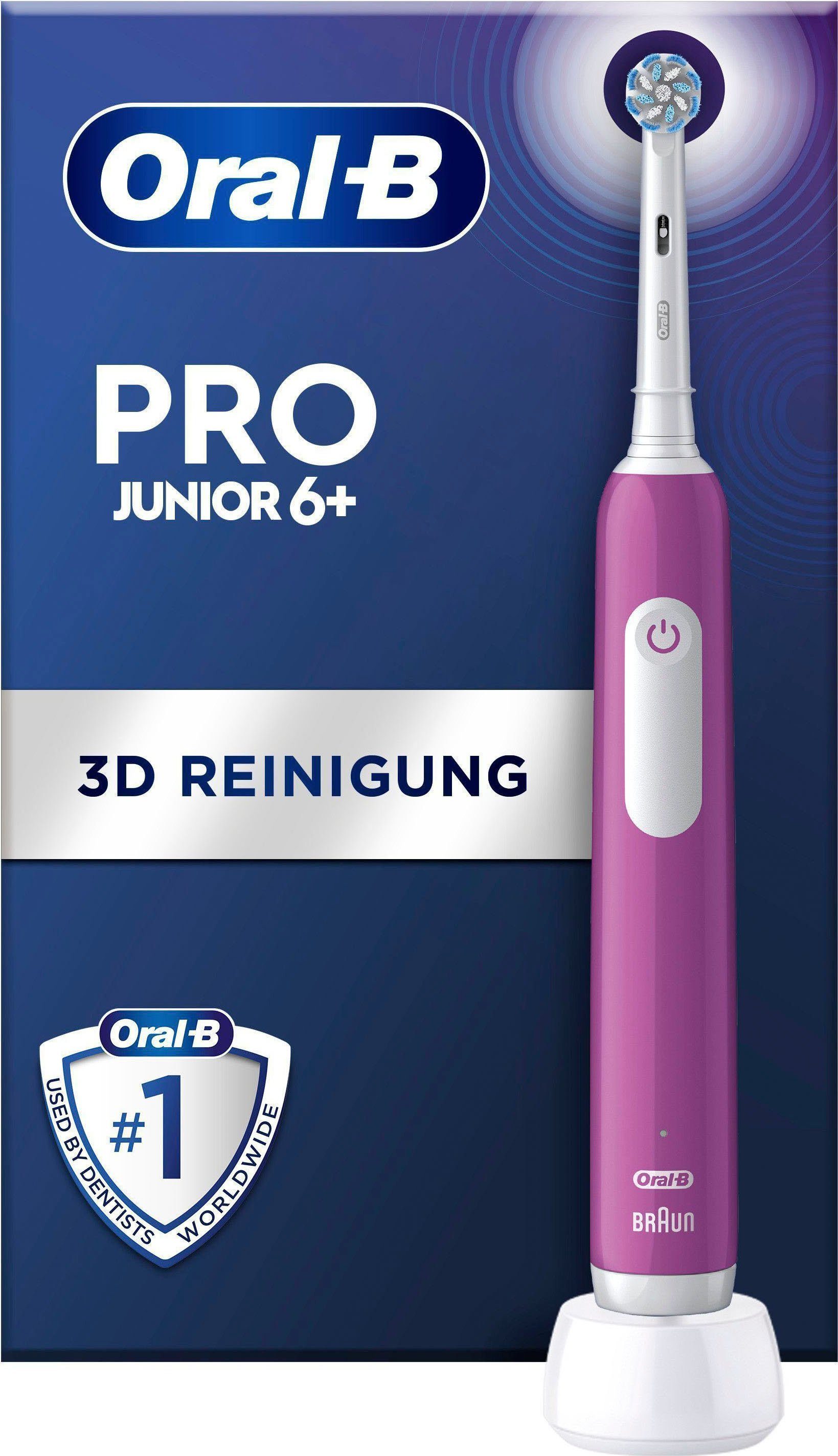 Pro empfehlen: 1 wechseln Junior, für St., Putzkraft alle Drucksensor, Aufsteckbürsten: Monate 3 100% Zahnärzte Elektrische Bürstenkopf Zahnbürste Oral-B