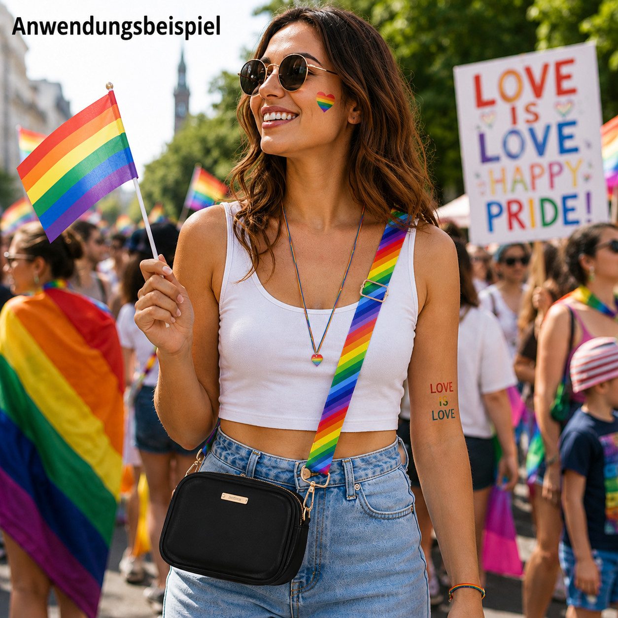 Ware aus aller Welt Schulterriemen CSD LGBTQ Schulterriemen Schultergurt 3.8 cm breiter Taschengurt (1-St)