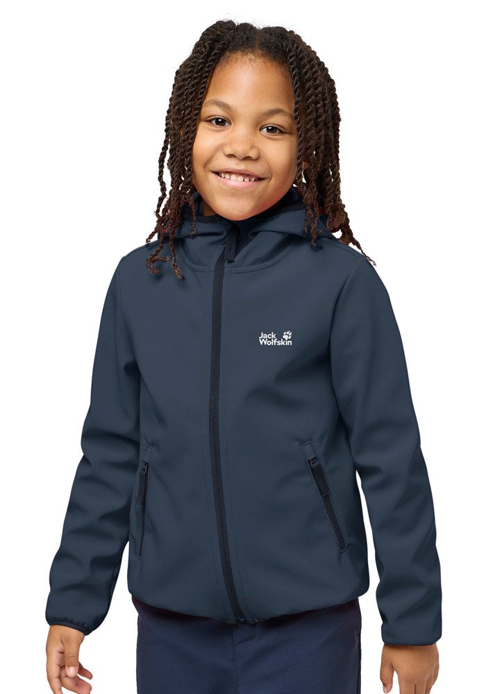 Jack Wolfskin Softshelljacke FOURWINDS JACKET KIDS mit Windschutzblende und Kinnschutz, wasserabweisend, windabweisend